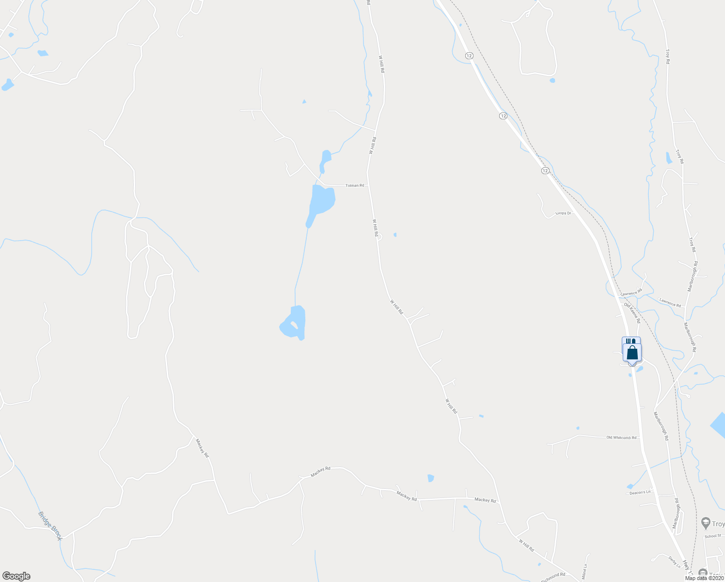 map of restaurants, bars, coffee shops, grocery stores, and more near 370 West Hill Road in Troy