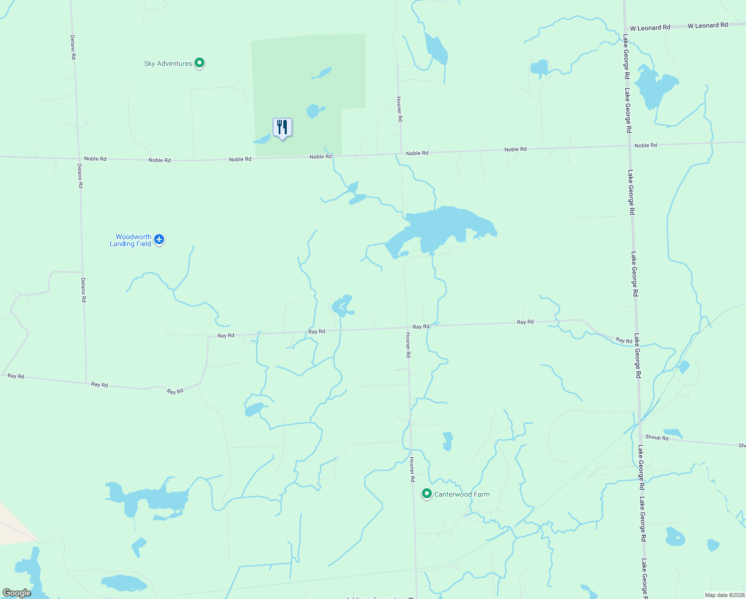 map of restaurants, bars, coffee shops, grocery stores, and more near 3150 Ray Road in Oakland County