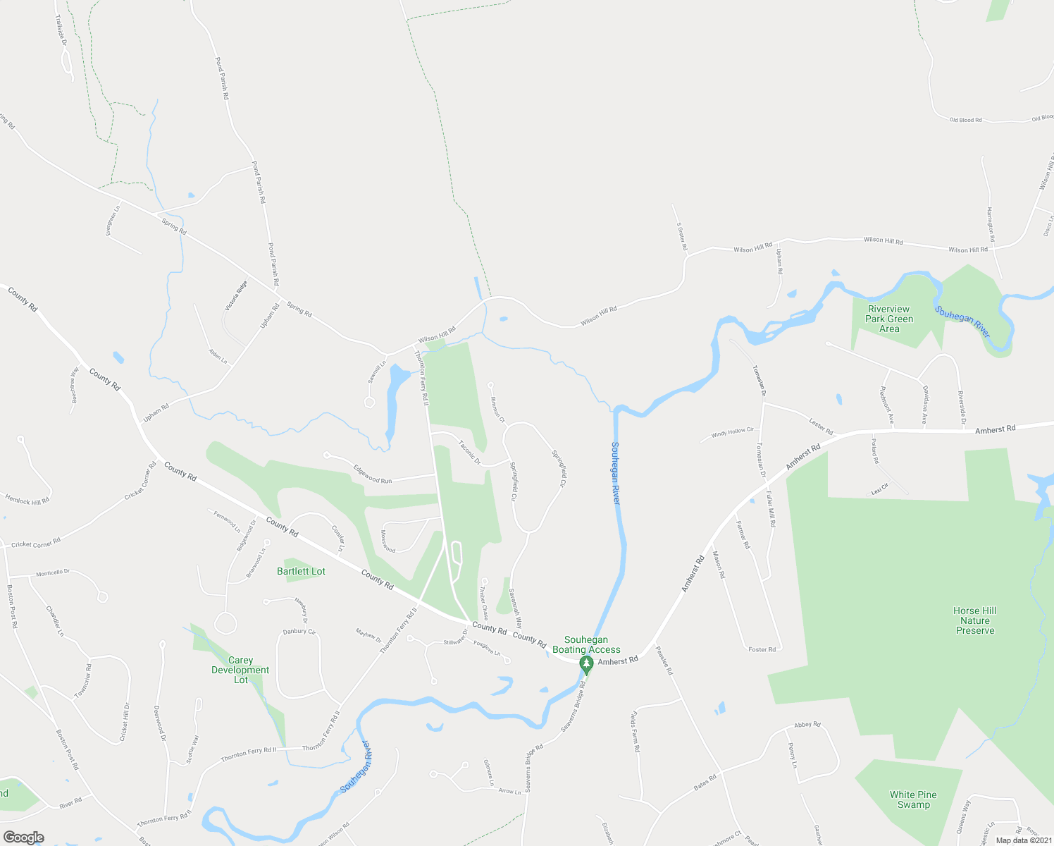 map of restaurants, bars, coffee shops, grocery stores, and more near 29 Springfield Circle in Merrimack