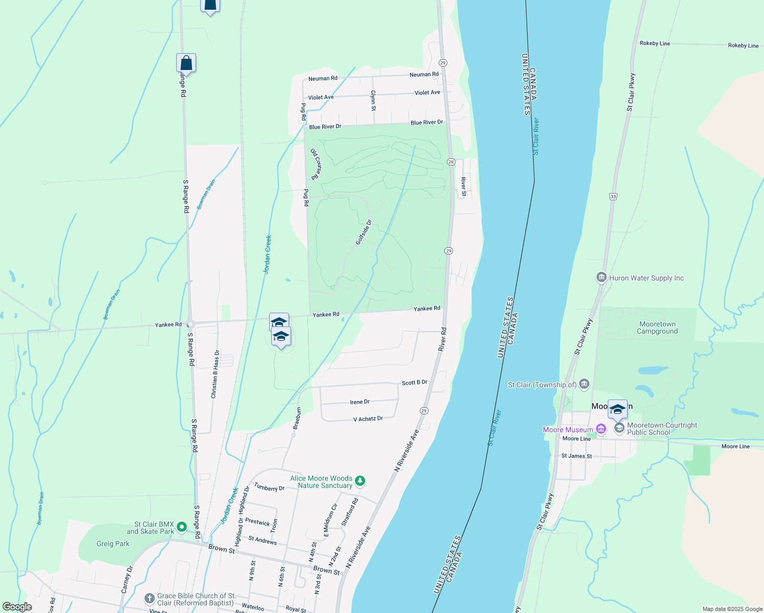map of restaurants, bars, coffee shops, grocery stores, and more near 4138 Yankee Road in Saint Clair