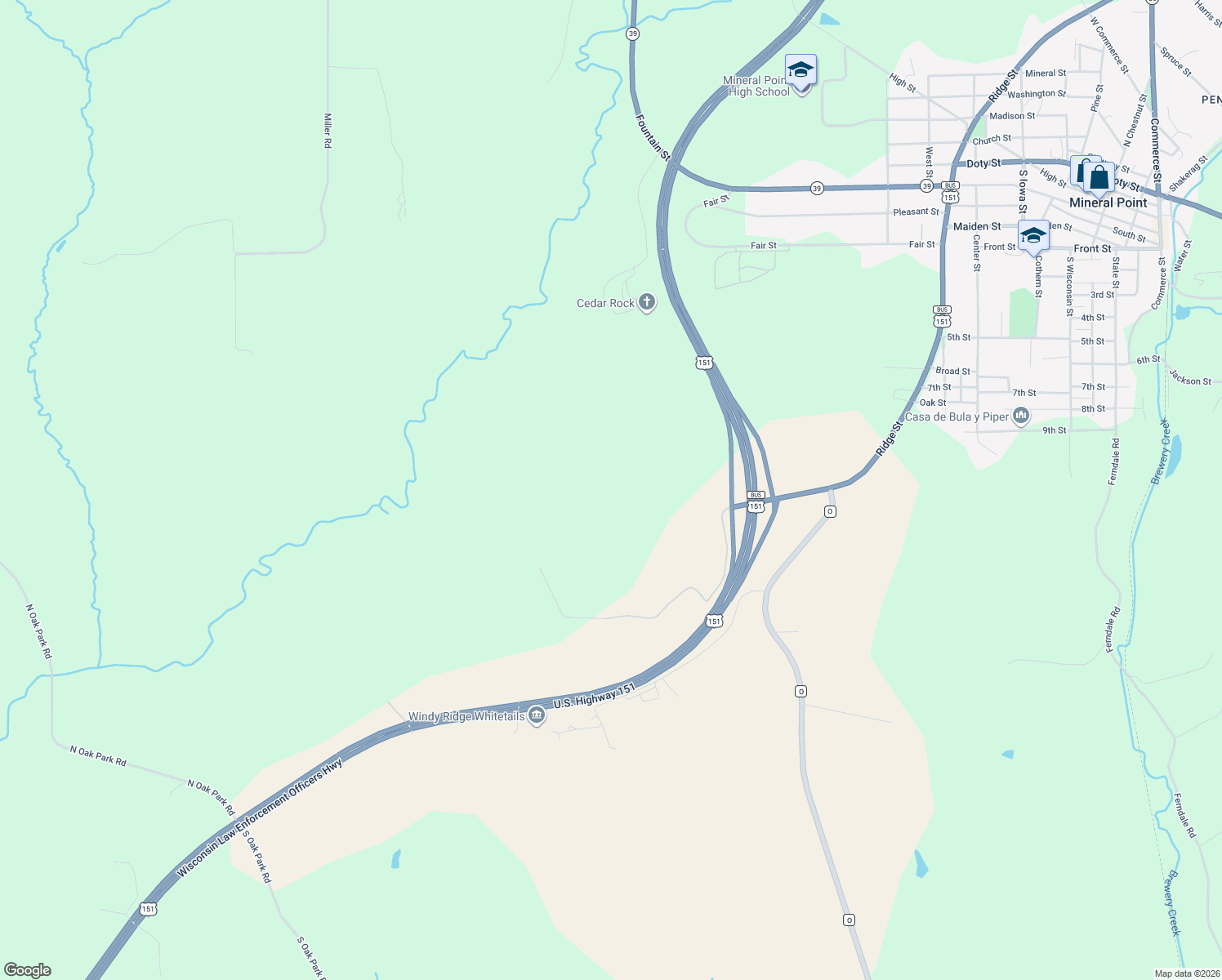 map of restaurants, bars, coffee shops, grocery stores, and more near in Mineral Point