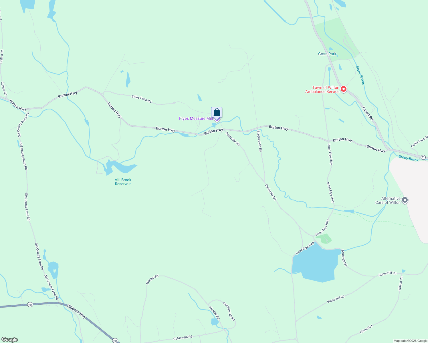 map of restaurants, bars, coffee shops, grocery stores, and more near Duggin Road in Wilton