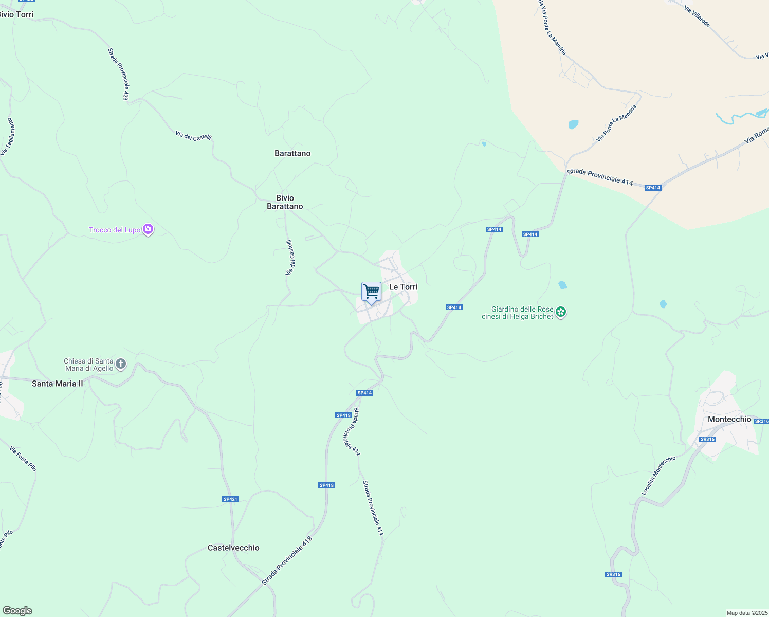 map of restaurants, bars, coffee shops, grocery stores, and more near 79 Località Torri in Torri