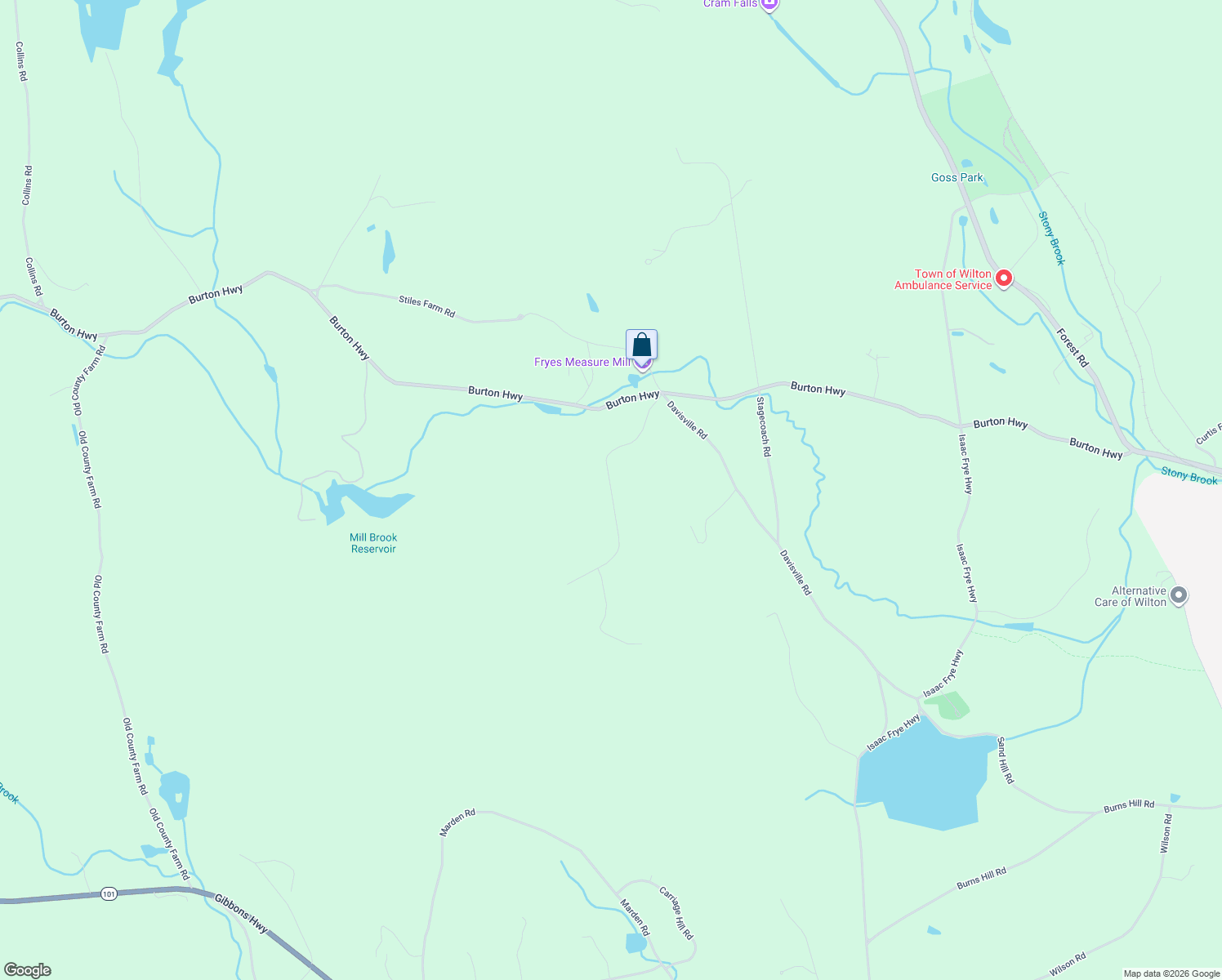 map of restaurants, bars, coffee shops, grocery stores, and more near Duggin Road in Wilton