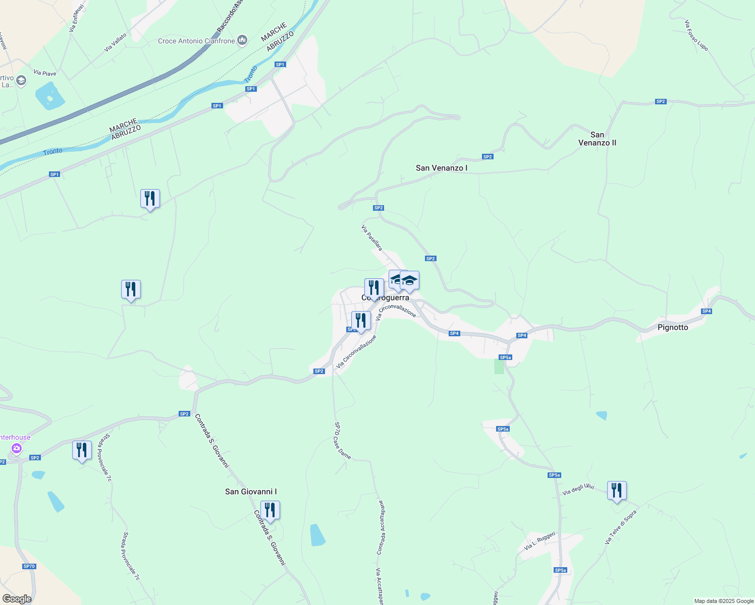 map of restaurants, bars, coffee shops, grocery stores, and more near 19 Via G.D' Annunzio in Controguerra