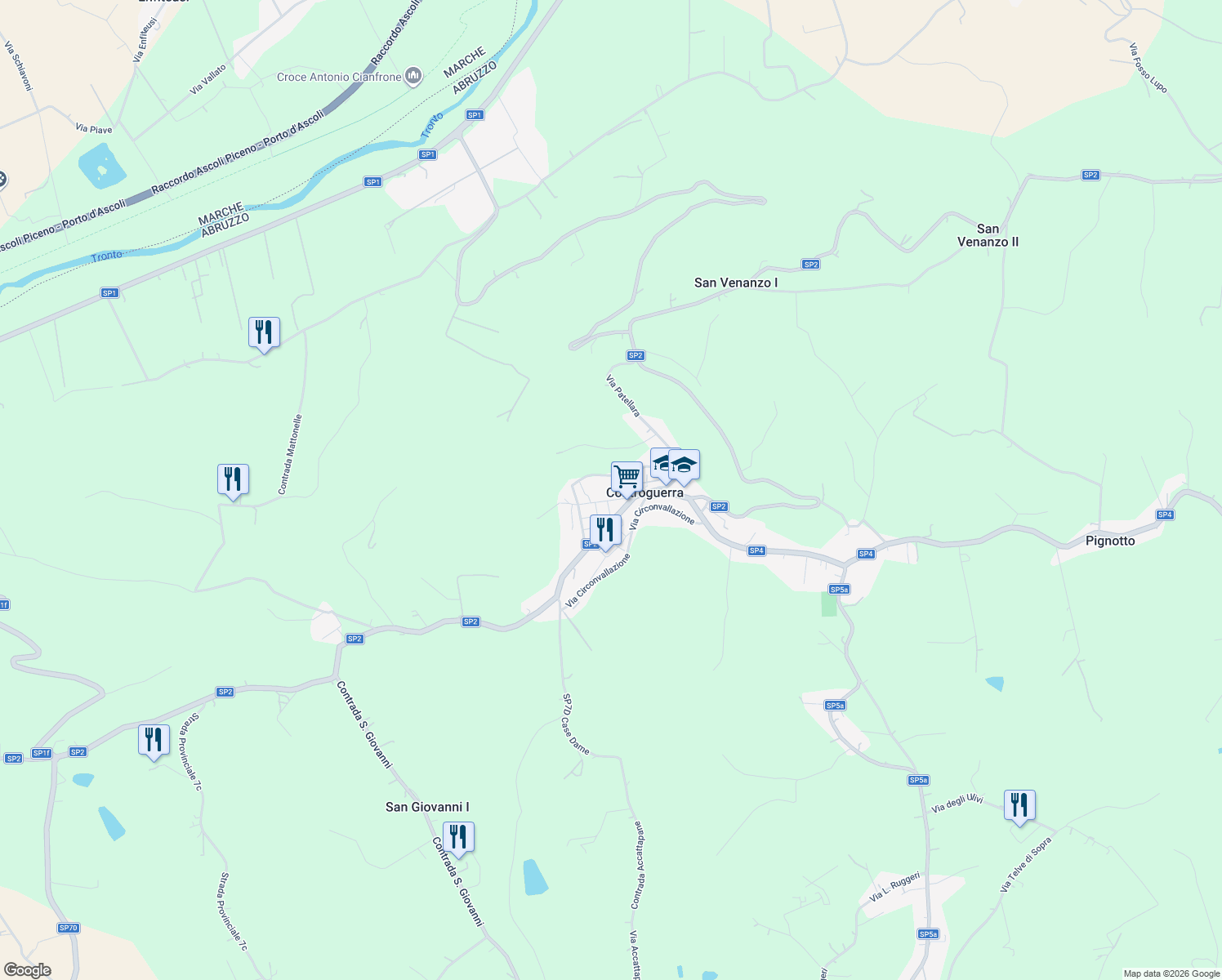 map of restaurants, bars, coffee shops, grocery stores, and more near 19 Via G.D' Annunzio in Controguerra