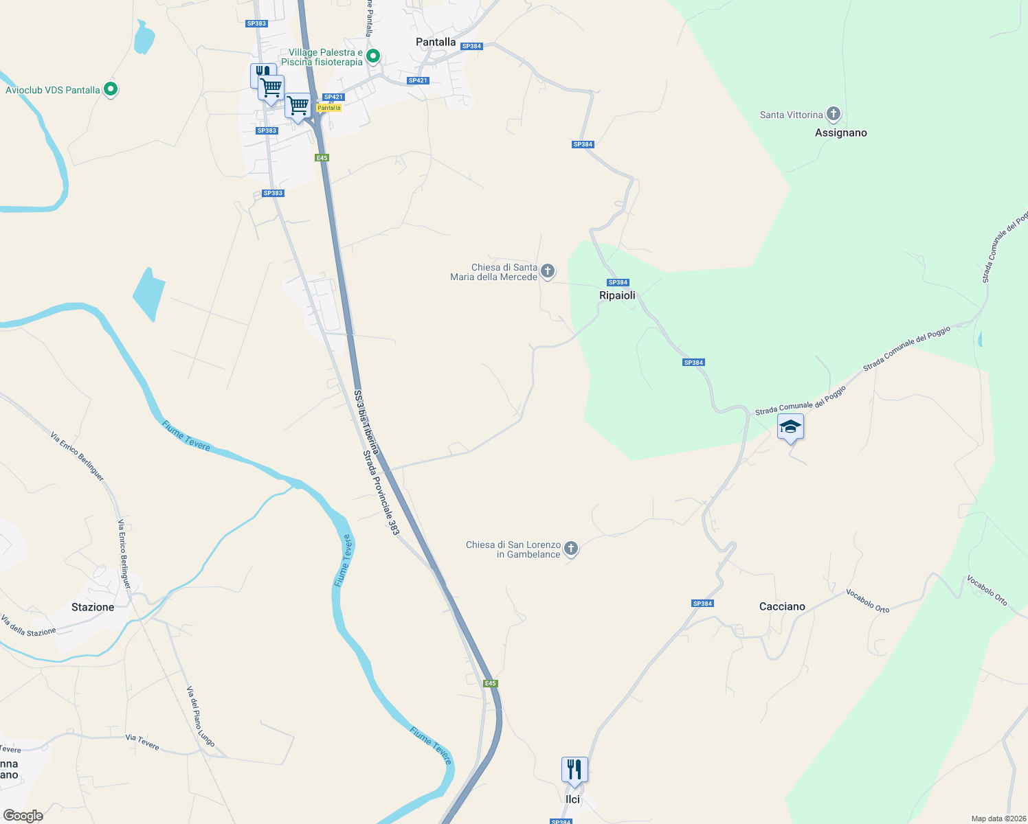 map of restaurants, bars, coffee shops, grocery stores, and more near 51 Vocabolo Sant'Antonio in Provincia di Perugia