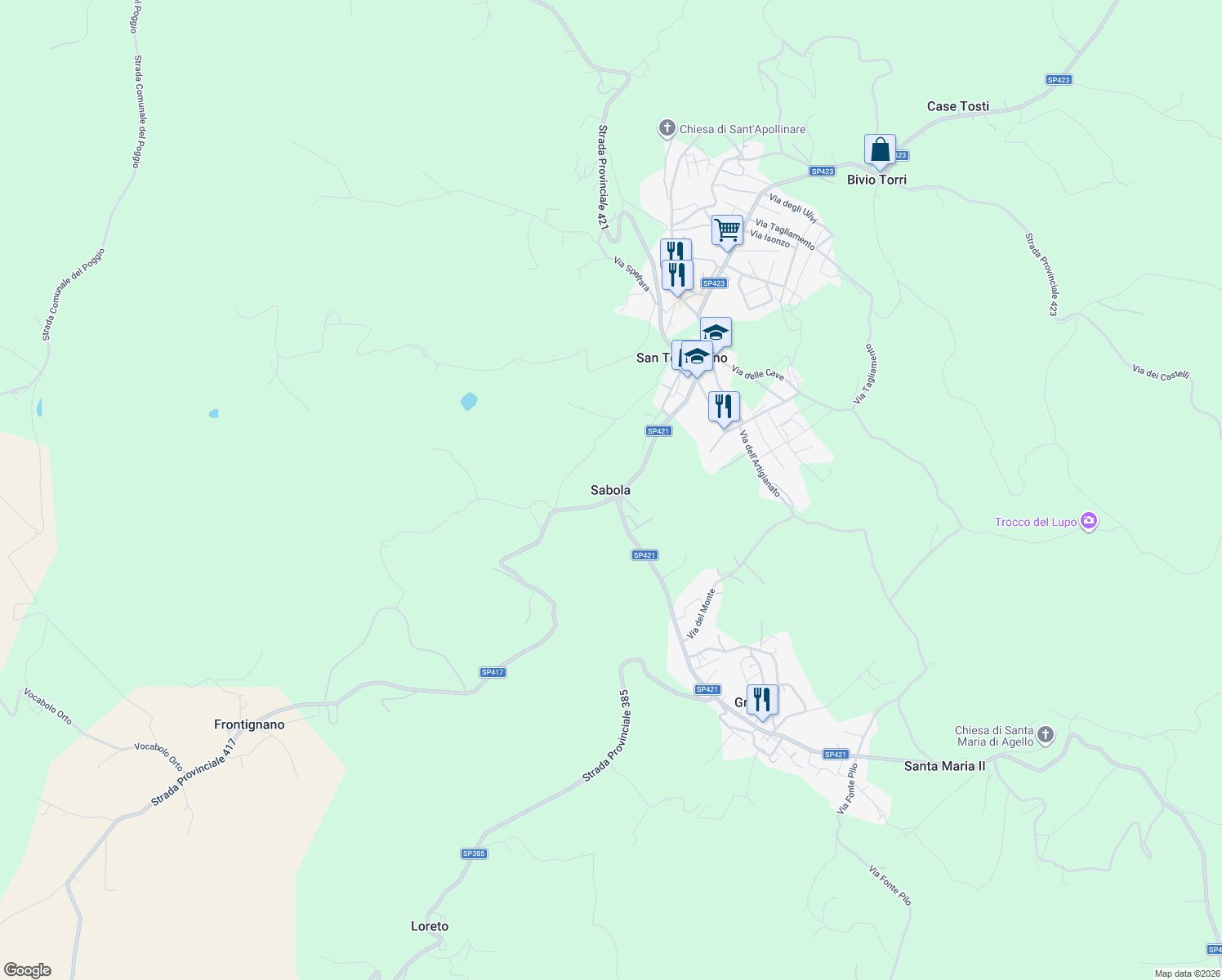 map of restaurants, bars, coffee shops, grocery stores, and more near in Sabola