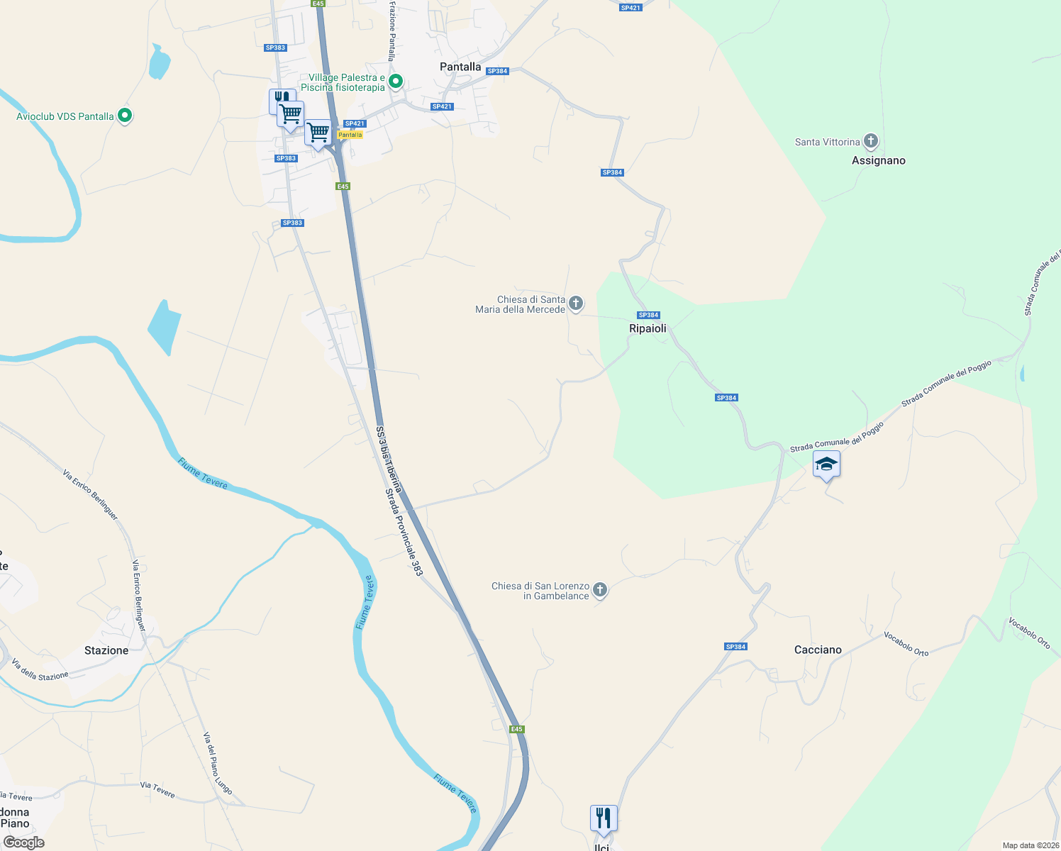 map of restaurants, bars, coffee shops, grocery stores, and more near 51 Vocabolo Sant'Antonio in Provincia di Perugia