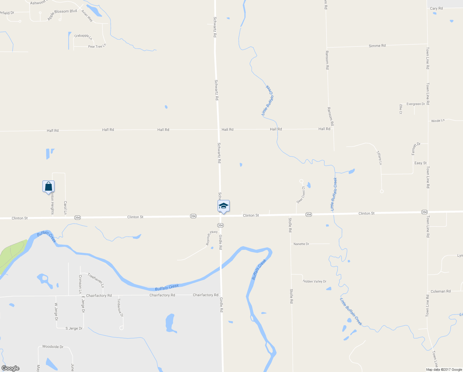 map of restaurants, bars, coffee shops, grocery stores, and more near 41 Schwartz Road in Erie County