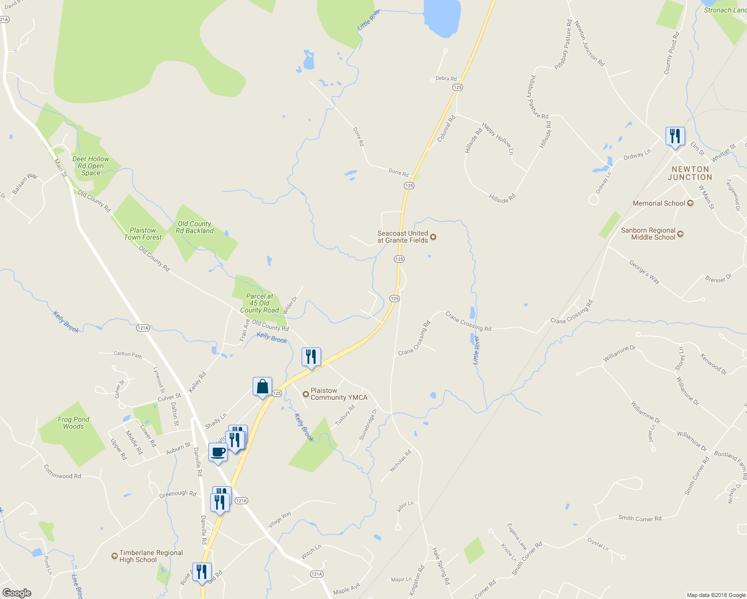 map of restaurants, bars, coffee shops, grocery stores, and more near 218 Plaistow Road in Plaistow