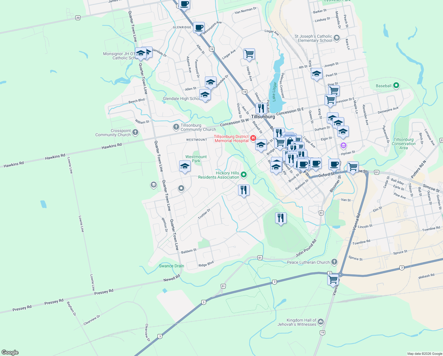 6 Dereham Drive, Tillsonburg ON Walk Score