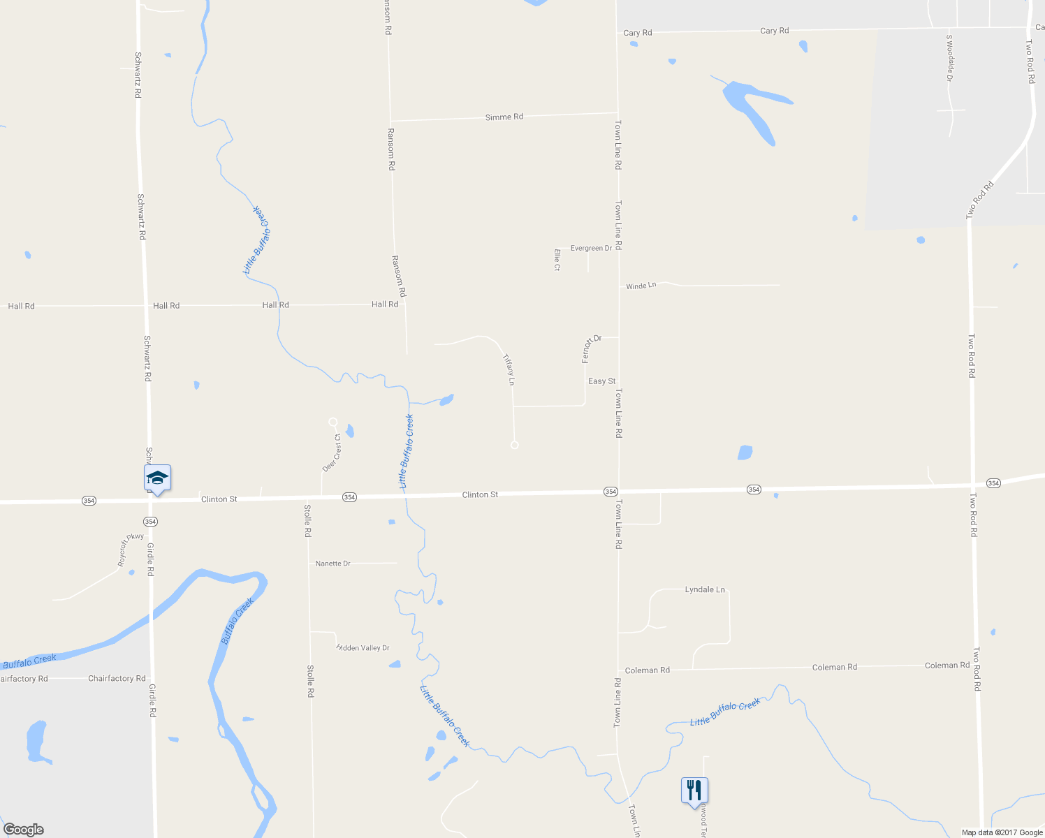 map of restaurants, bars, coffee shops, grocery stores, and more near 71 Tiffany Lane in Lancaster