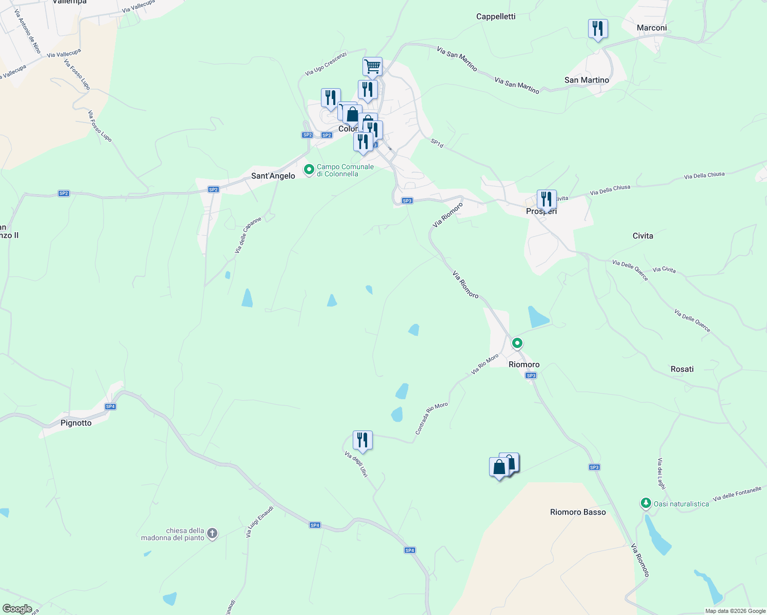 map of restaurants, bars, coffee shops, grocery stores, and more near 8 Via Delle Cerase in Provincia di Teramo