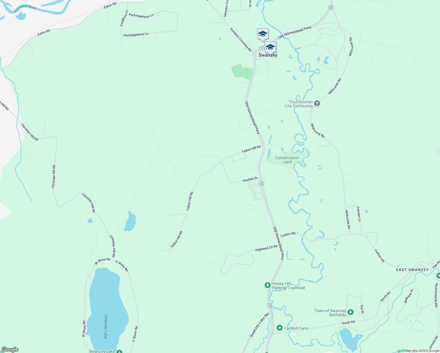 map of restaurants, bars, coffee shops, grocery stores, and more near 60 Hackler Drive in Swanzey