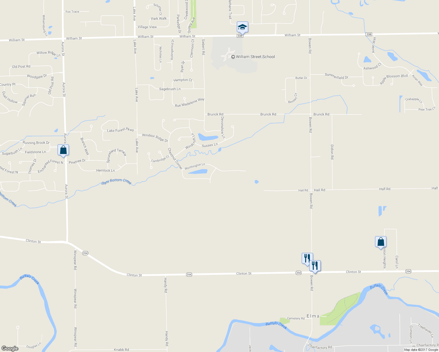 map of restaurants, bars, coffee shops, grocery stores, and more near 36 Worthington Lane in Lancaster