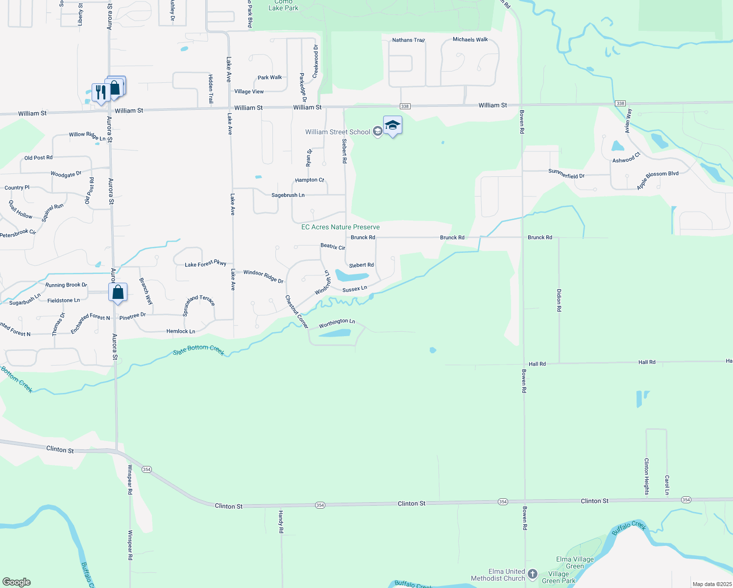 map of restaurants, bars, coffee shops, grocery stores, and more near 23 Sussex Lane in Lancaster