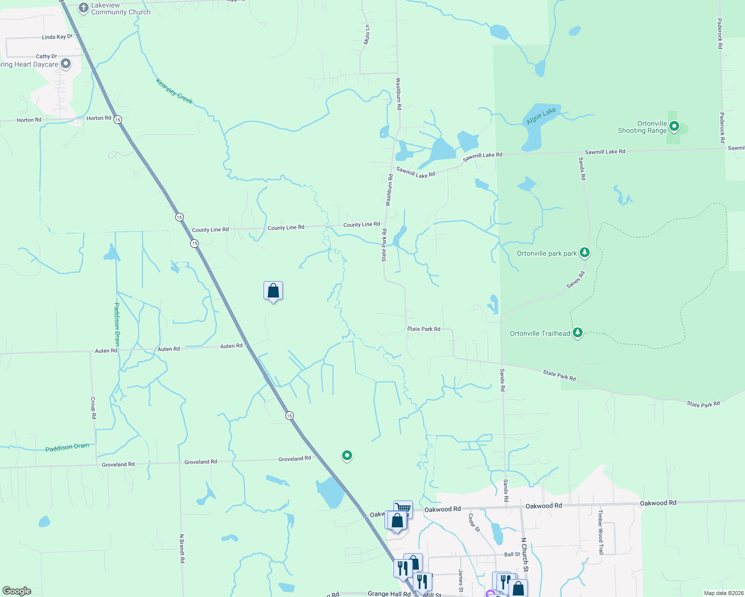 map of restaurants, bars, coffee shops, grocery stores, and more near 416 State Park Road in Oakland County