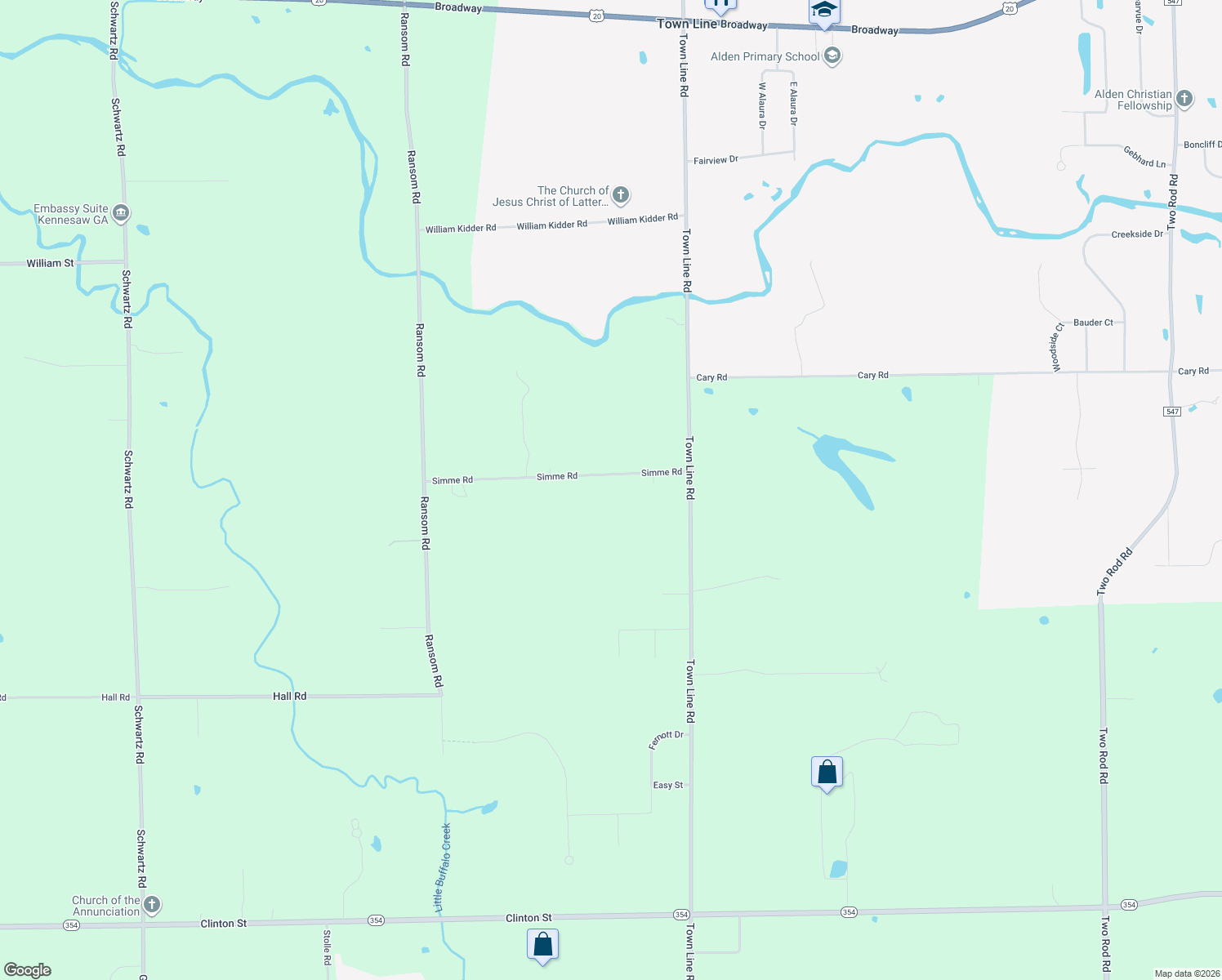 map of restaurants, bars, coffee shops, grocery stores, and more near 105 Simme Road in Lancaster