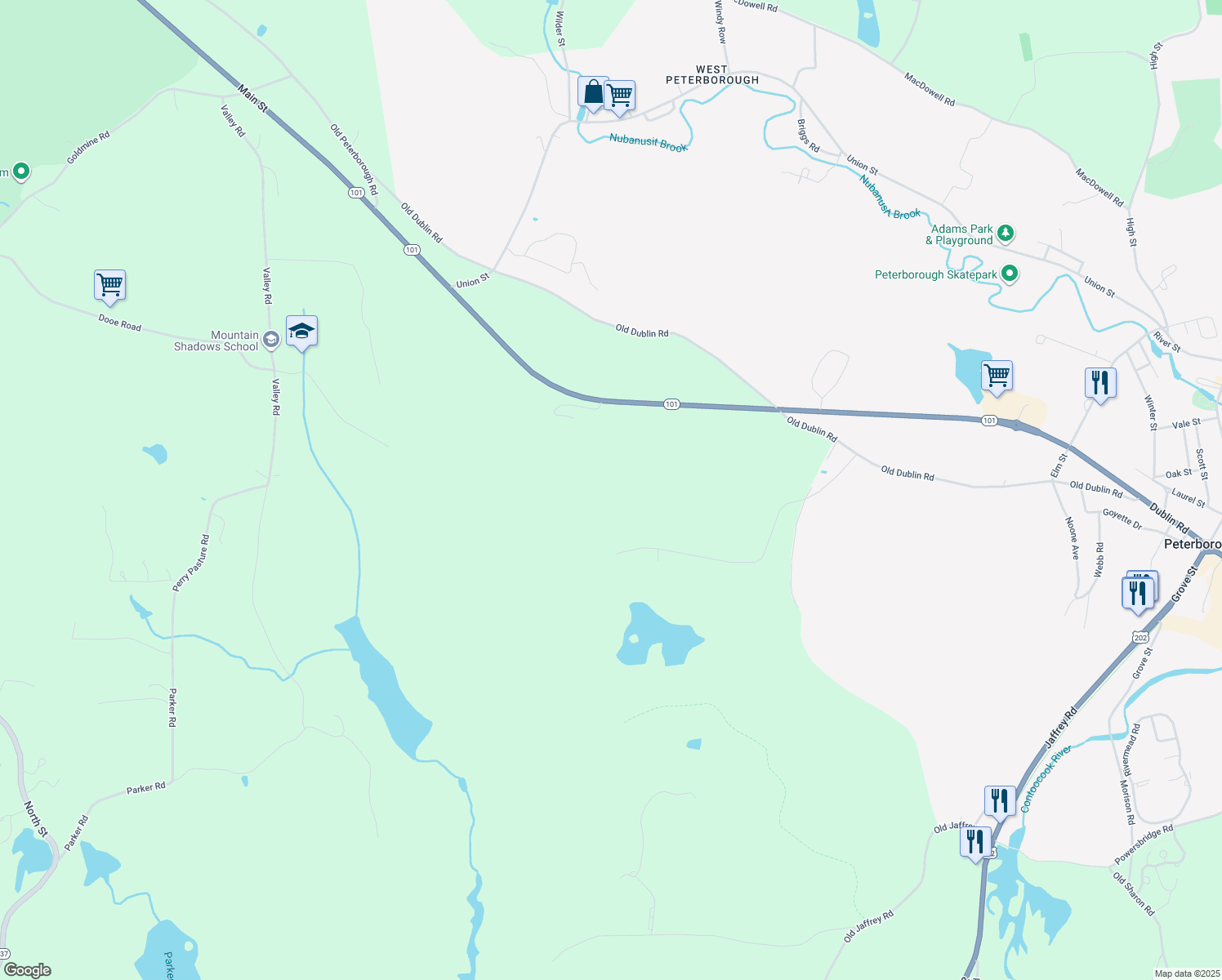 map of restaurants, bars, coffee shops, grocery stores, and more near 149 4 Winds Farm Road in Peterborough