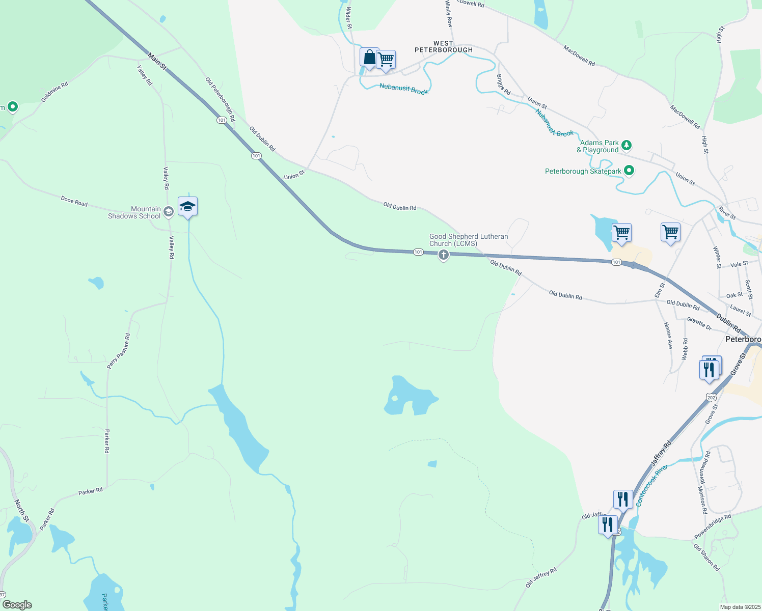 map of restaurants, bars, coffee shops, grocery stores, and more near 149 4 Winds Farm Road in Peterborough