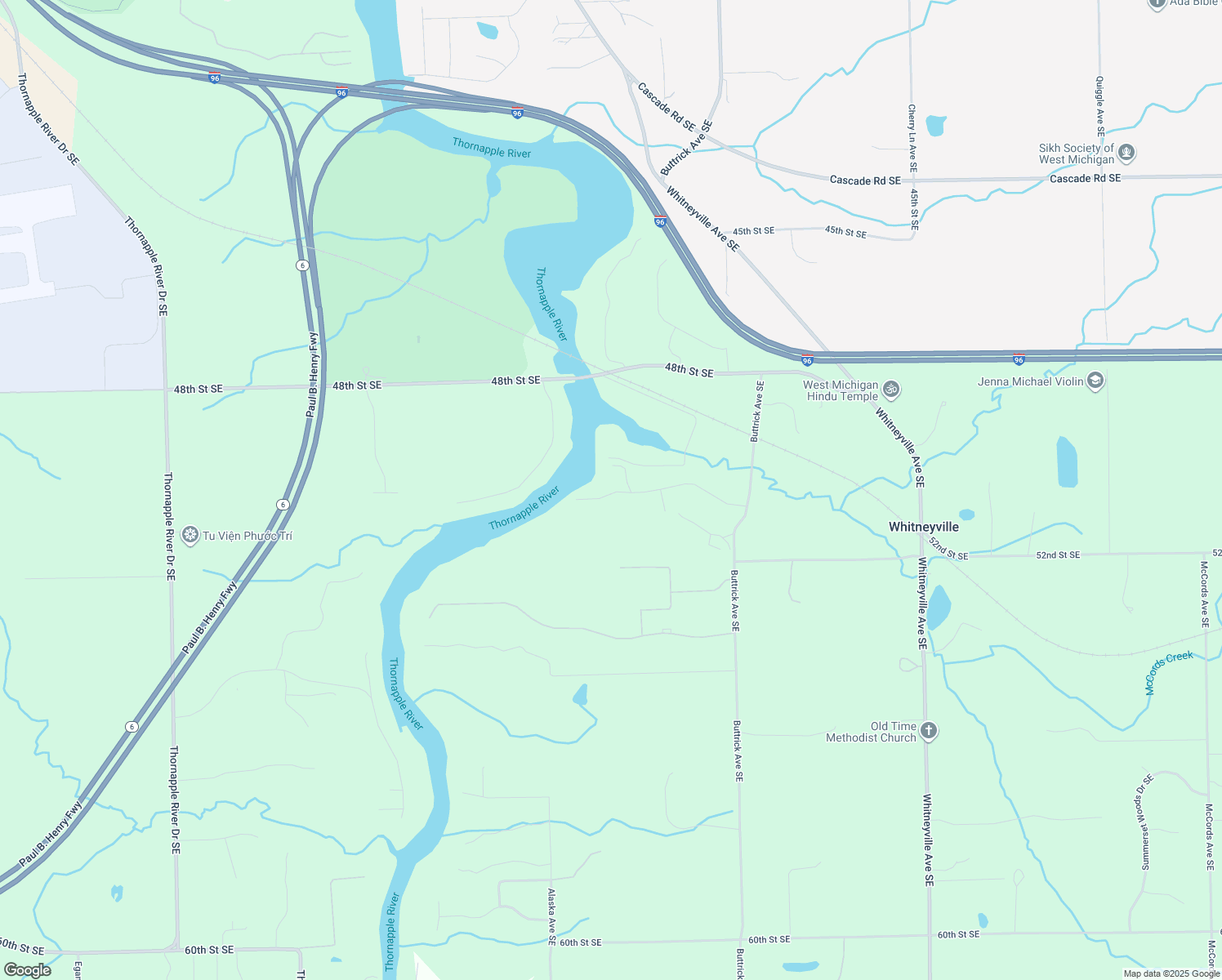 map of restaurants, bars, coffee shops, grocery stores, and more near 7733 Sandy Hollow Drive Southeast in Alto