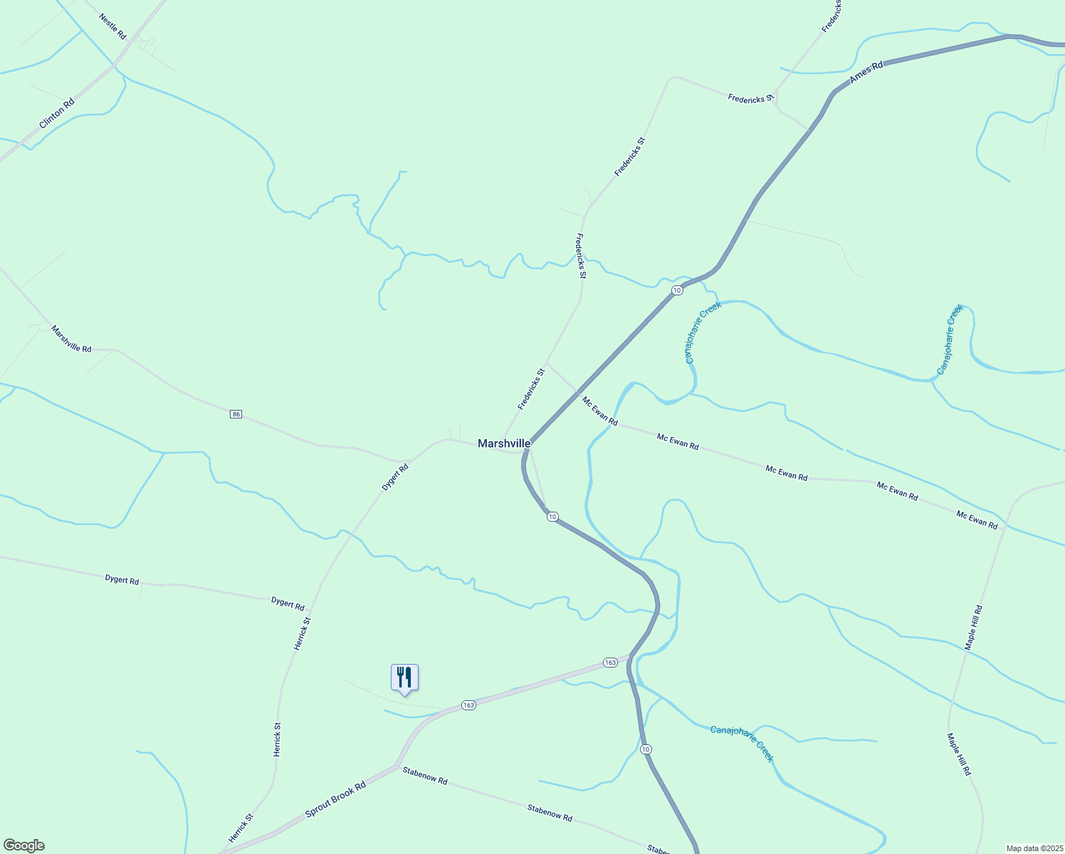 map of restaurants, bars, coffee shops, grocery stores, and more near 6806 New York 10 in Canajoharie