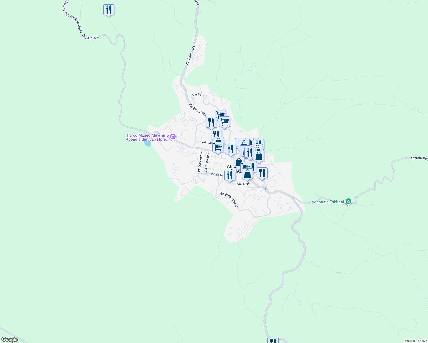 map of restaurants, bars, coffee shops, grocery stores, and more near 30 Via Case Nuove in Abbadia San Salvatore