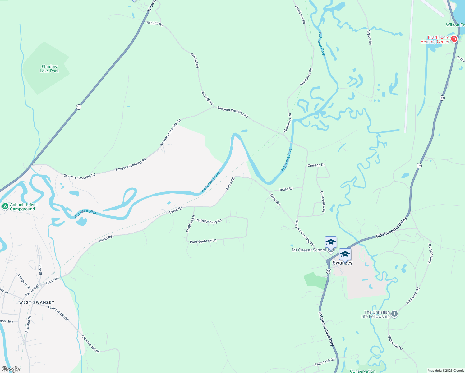 map of restaurants, bars, coffee shops, grocery stores, and more near 110 Eaton Road in Swanzey