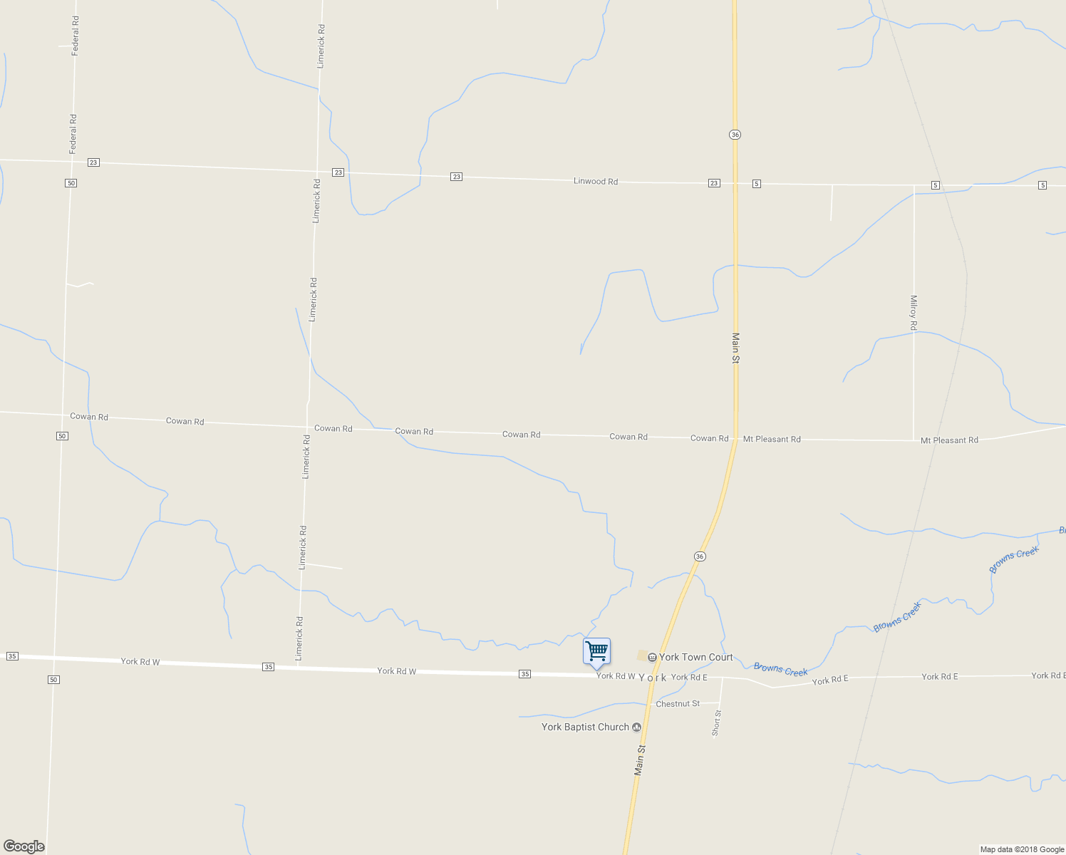 map of restaurants, bars, coffee shops, grocery stores, and more near 2599 Cowan Road in Piffard