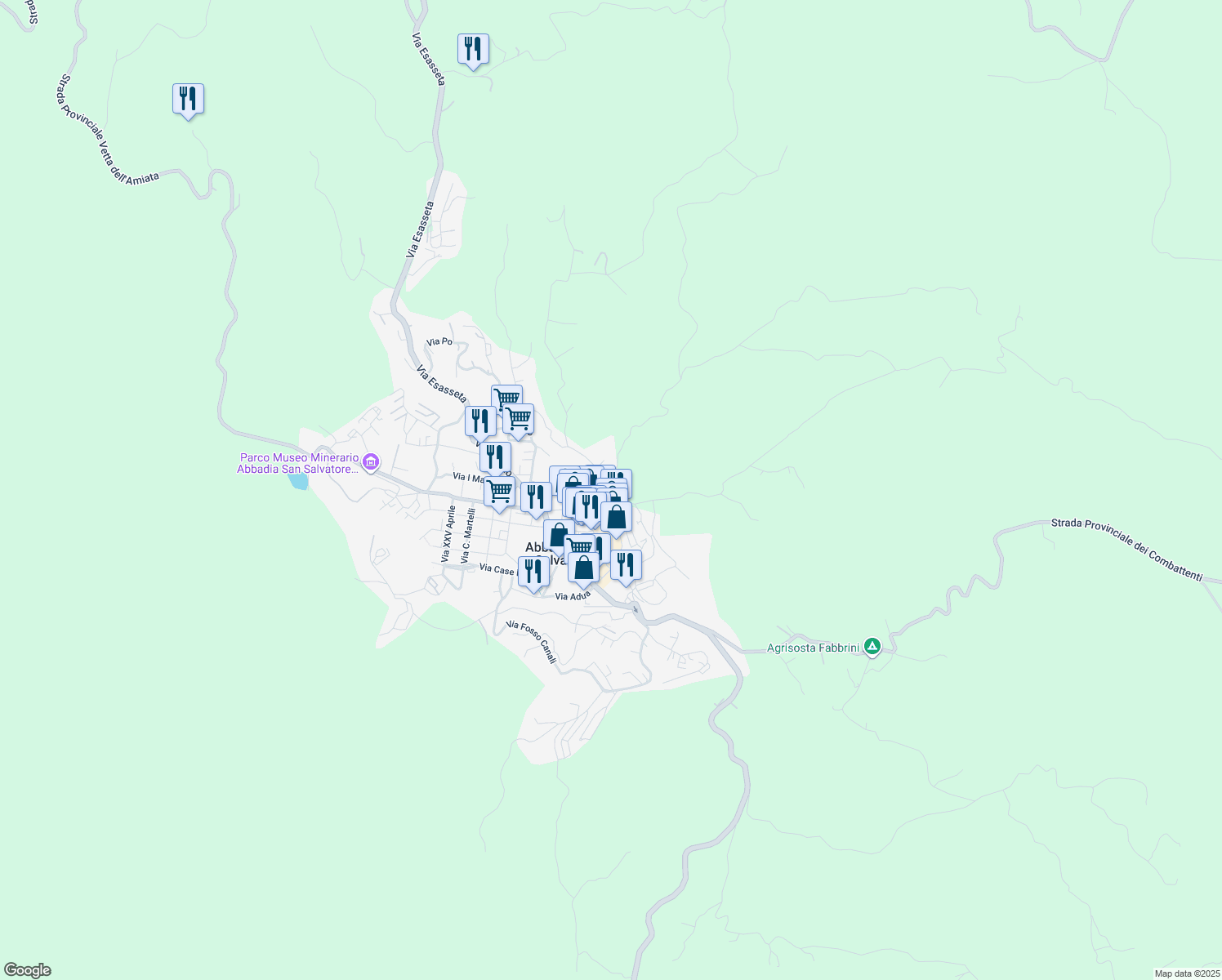 map of restaurants, bars, coffee shops, grocery stores, and more near 6 Via Val di Piatta in Abbadia San Salvatore