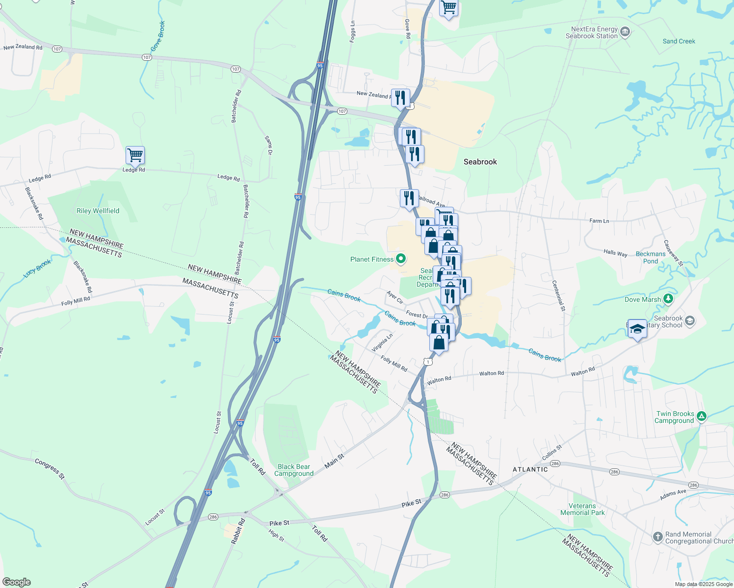 map of restaurants, bars, coffee shops, grocery stores, and more near 19 Pine Cone Drive in Seabrook