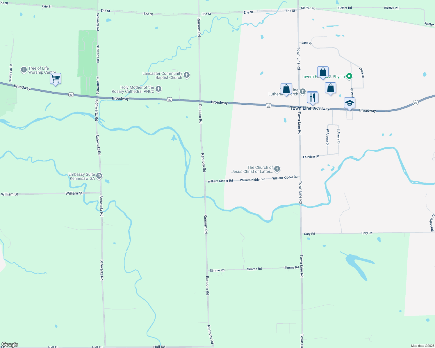map of restaurants, bars, coffee shops, grocery stores, and more near 17 William Kidder Rd in Lancaster