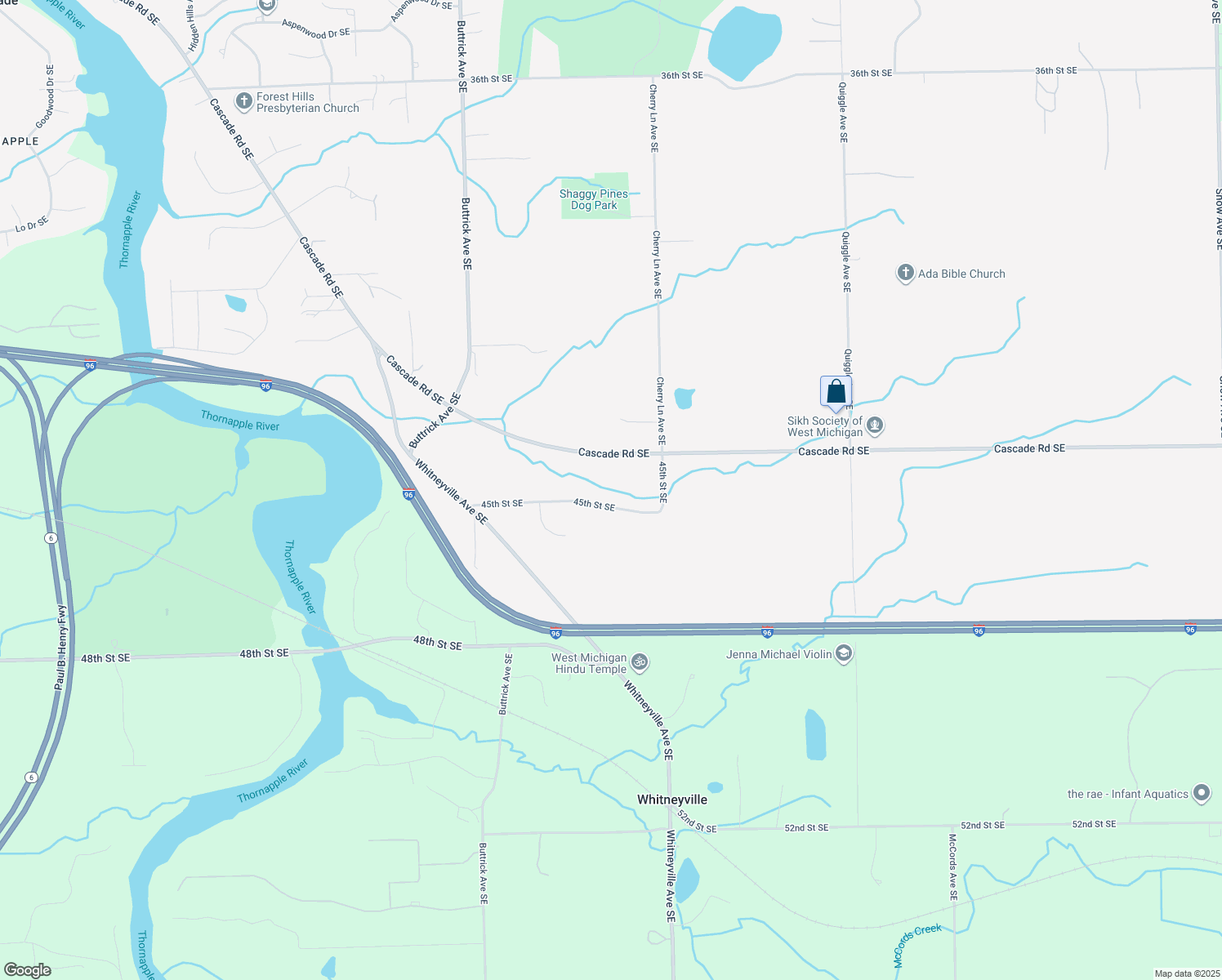 map of restaurants, bars, coffee shops, grocery stores, and more near 8255 45th Street Southeast in Ada