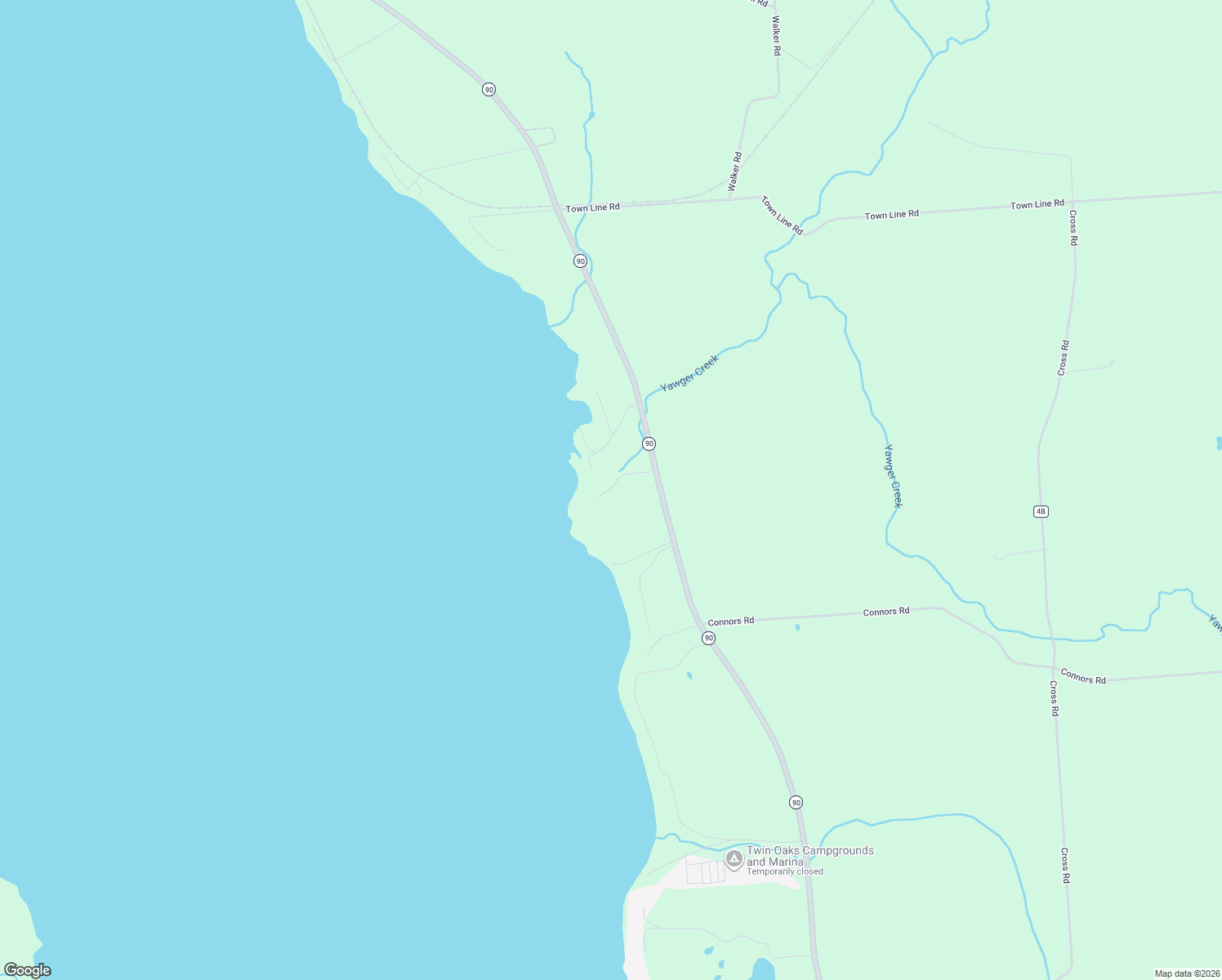 map of restaurants, bars, coffee shops, grocery stores, and more near 5525 New York 90 in Cayuga