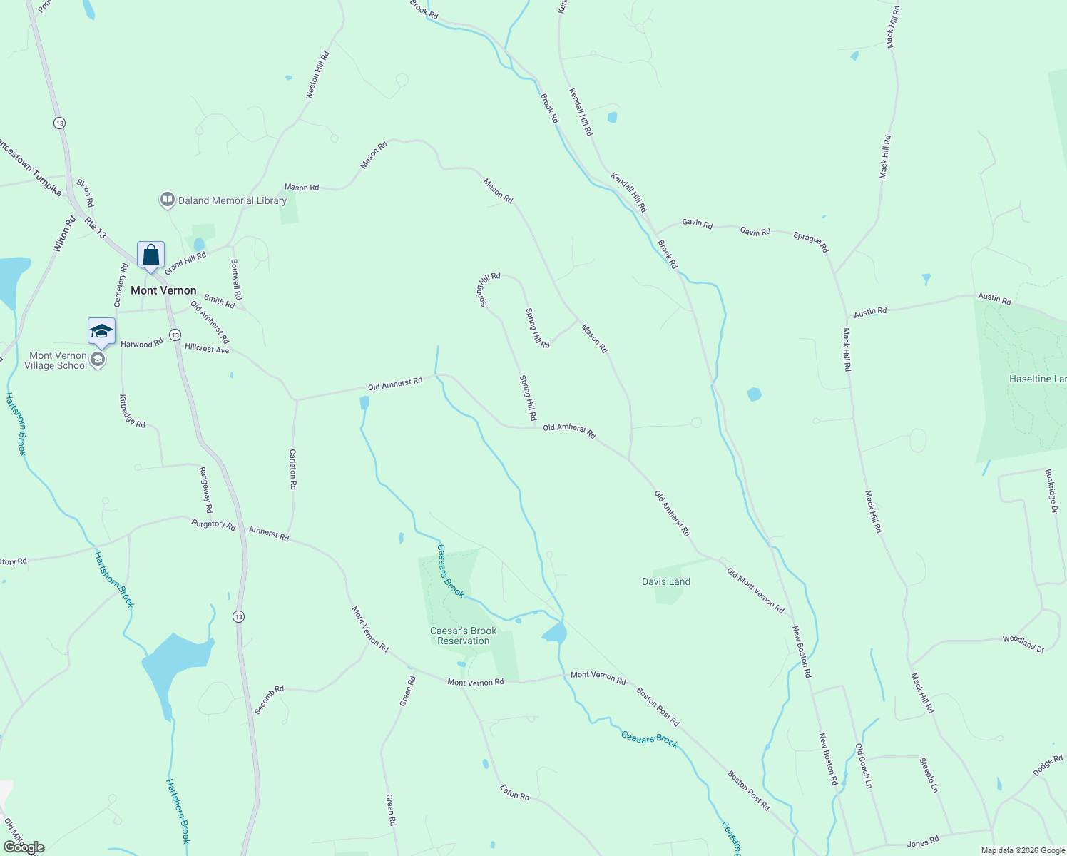 map of restaurants, bars, coffee shops, grocery stores, and more near 59 Old Amherst Rd in Mont Vernon