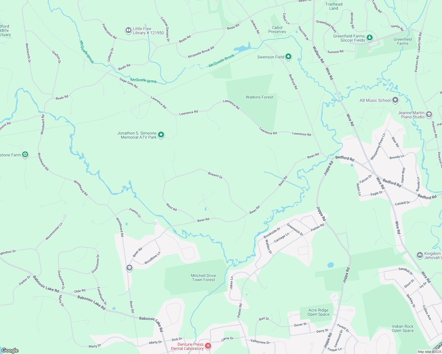 map of restaurants, bars, coffee shops, grocery stores, and more near 17 Brieann Drive in Merrimack