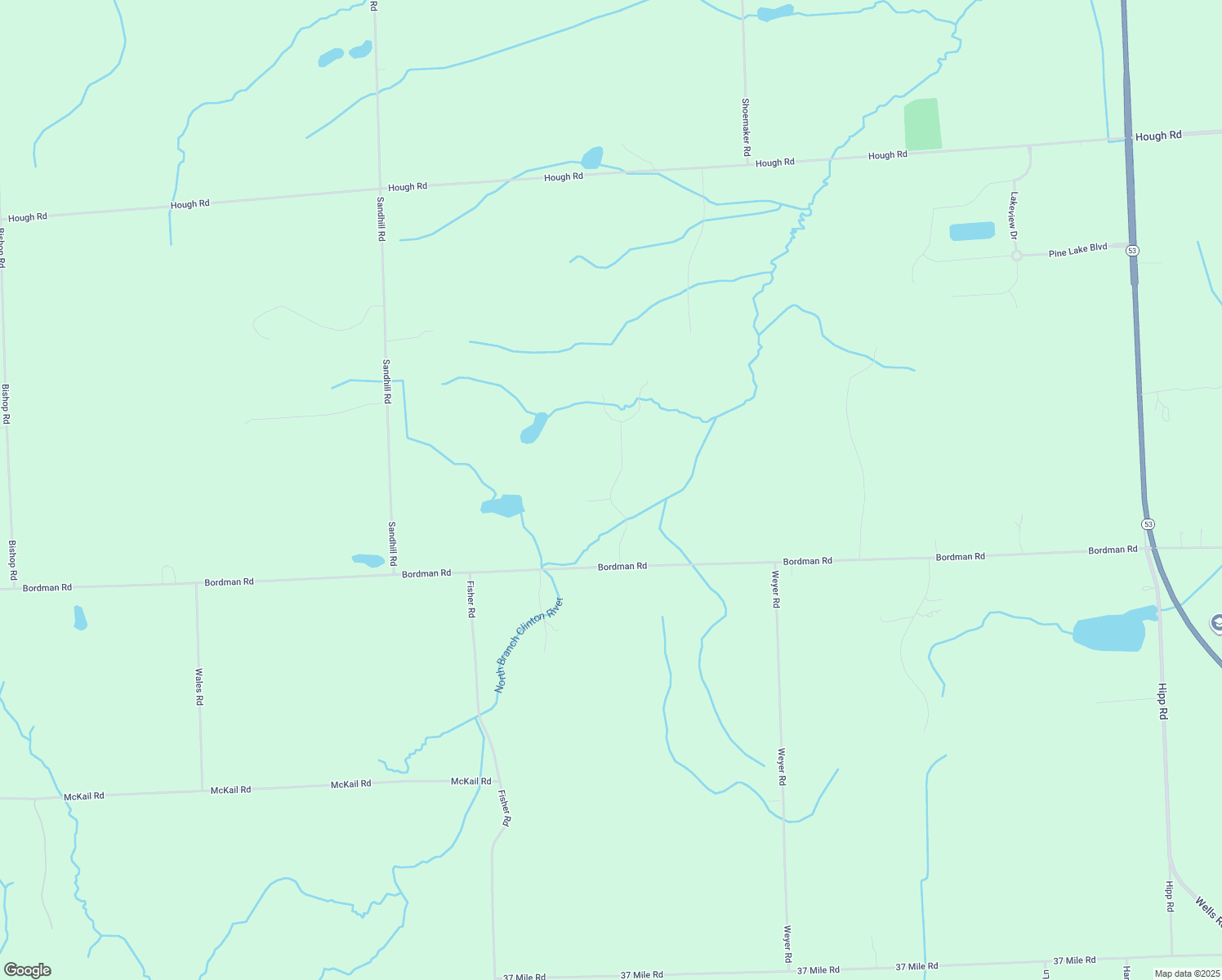 map of restaurants, bars, coffee shops, grocery stores, and more near 5821 River Ridge Lane in Almont