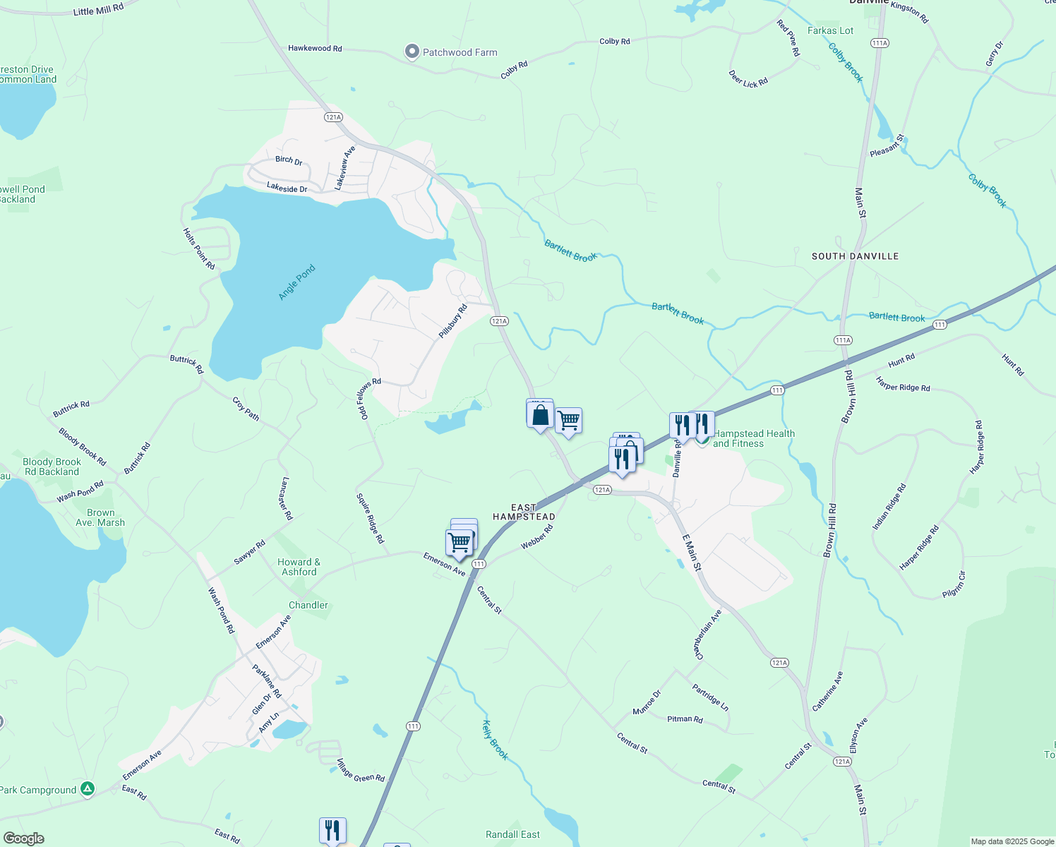 map of restaurants, bars, coffee shops, grocery stores, and more near 330 Sandown Road in Hampstead