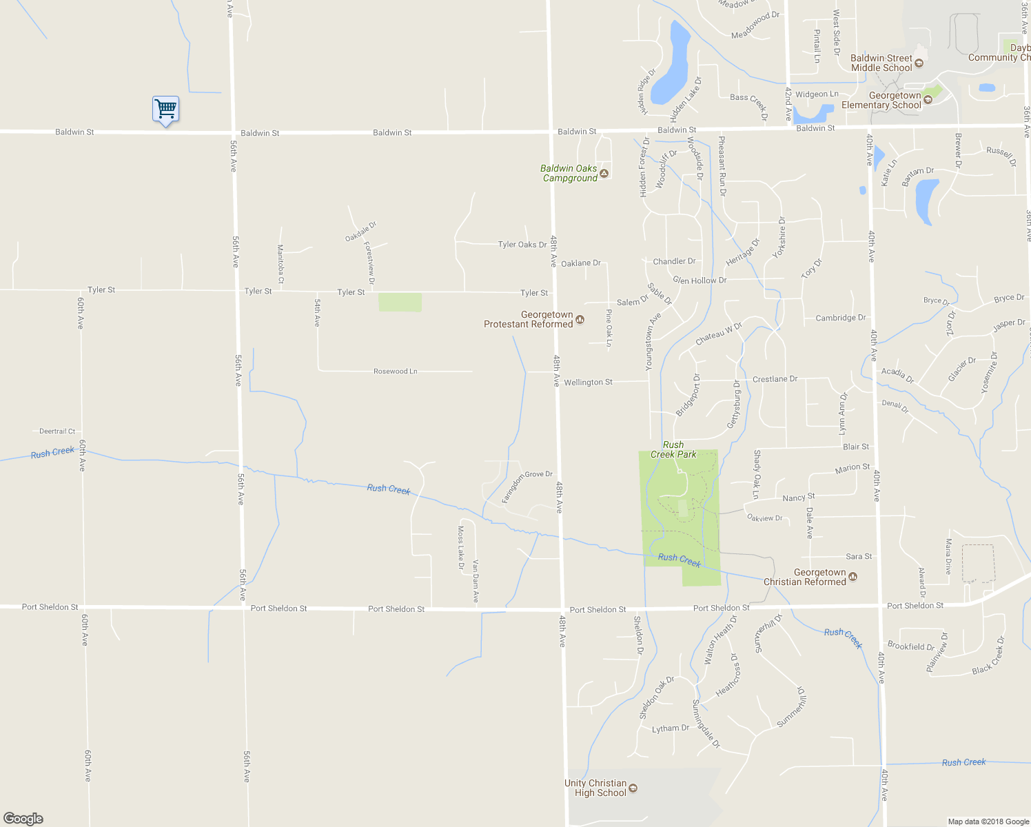 map of restaurants, bars, coffee shops, grocery stores, and more near 6963 48th Avenue in Hudsonville