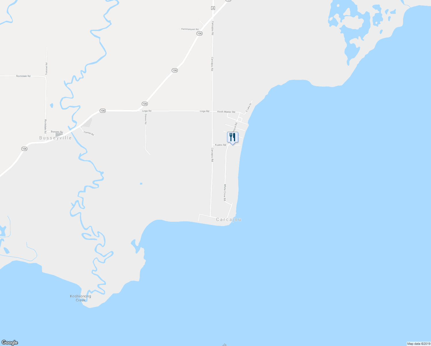 map of restaurants, bars, coffee shops, grocery stores, and more near N1418 Carcajou Road in Fort Atkinson