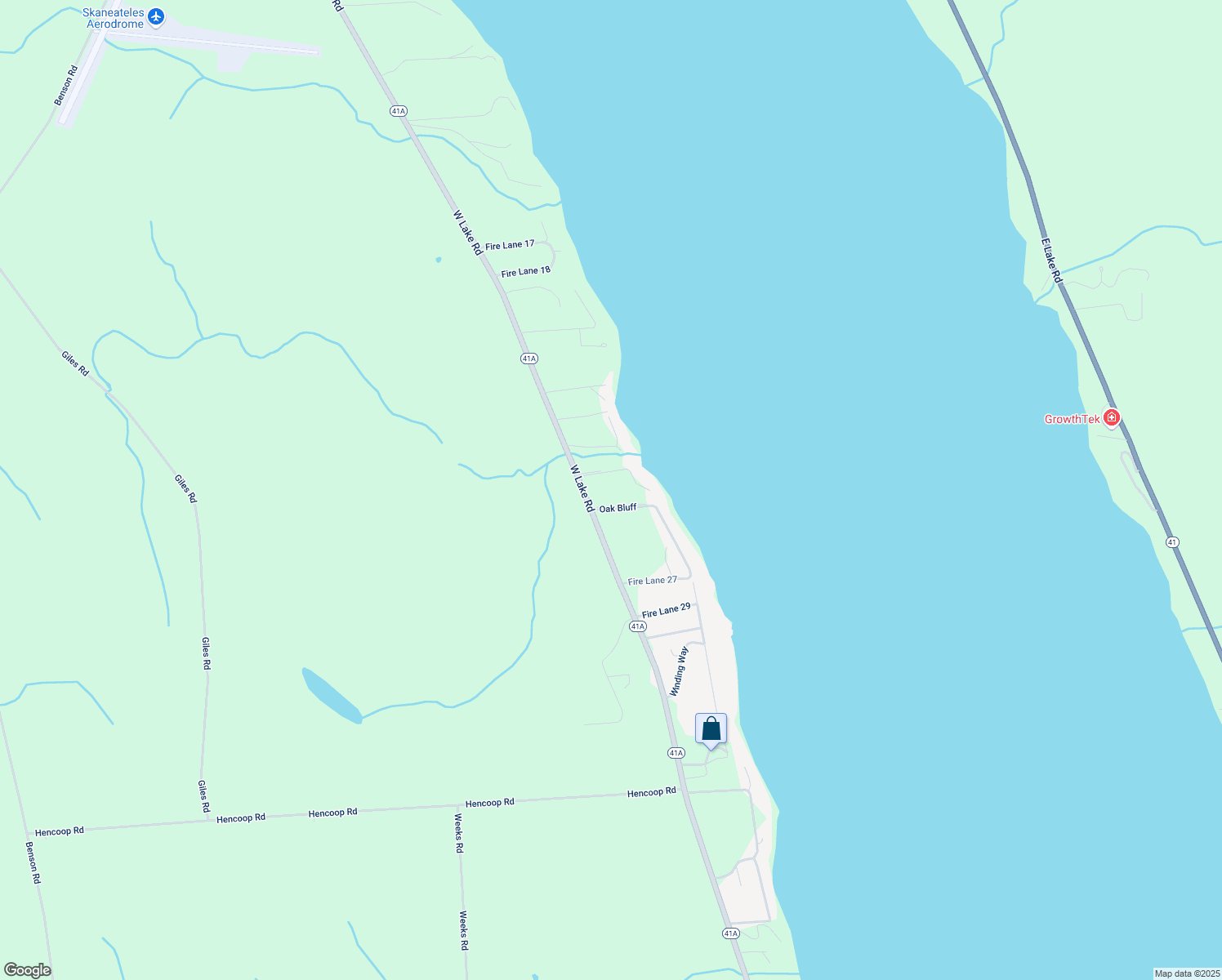 map of restaurants, bars, coffee shops, grocery stores, and more near 1247 Longview Shores in Skaneateles
