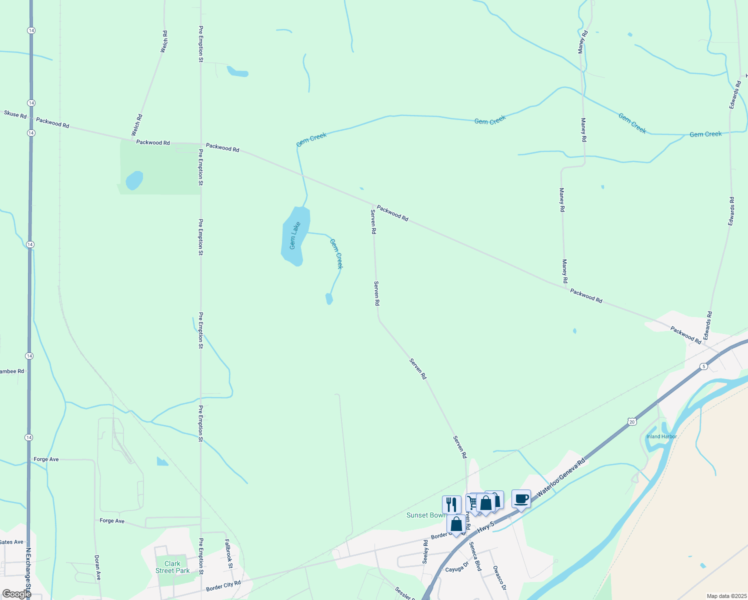 map of restaurants, bars, coffee shops, grocery stores, and more near 2638 Serven Rd in Waterloo
