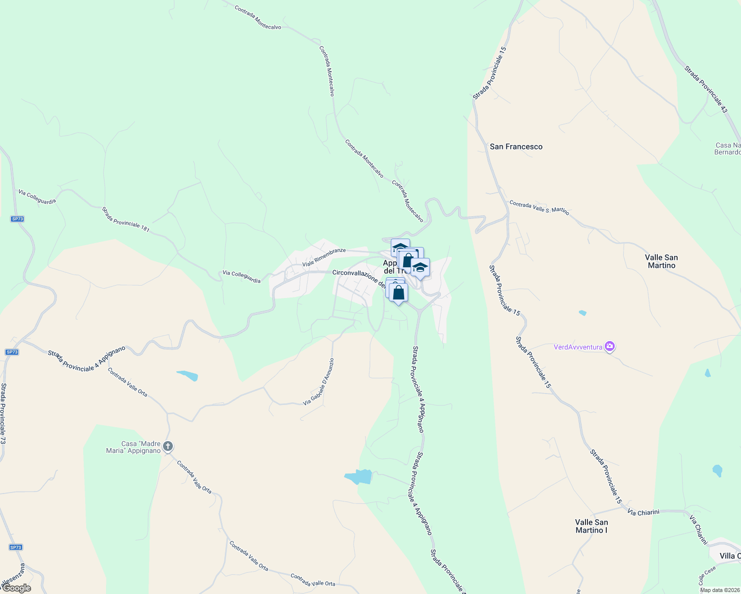 map of restaurants, bars, coffee shops, grocery stores, and more near 6 Via Grazia Deledda in Appignano del Tronto