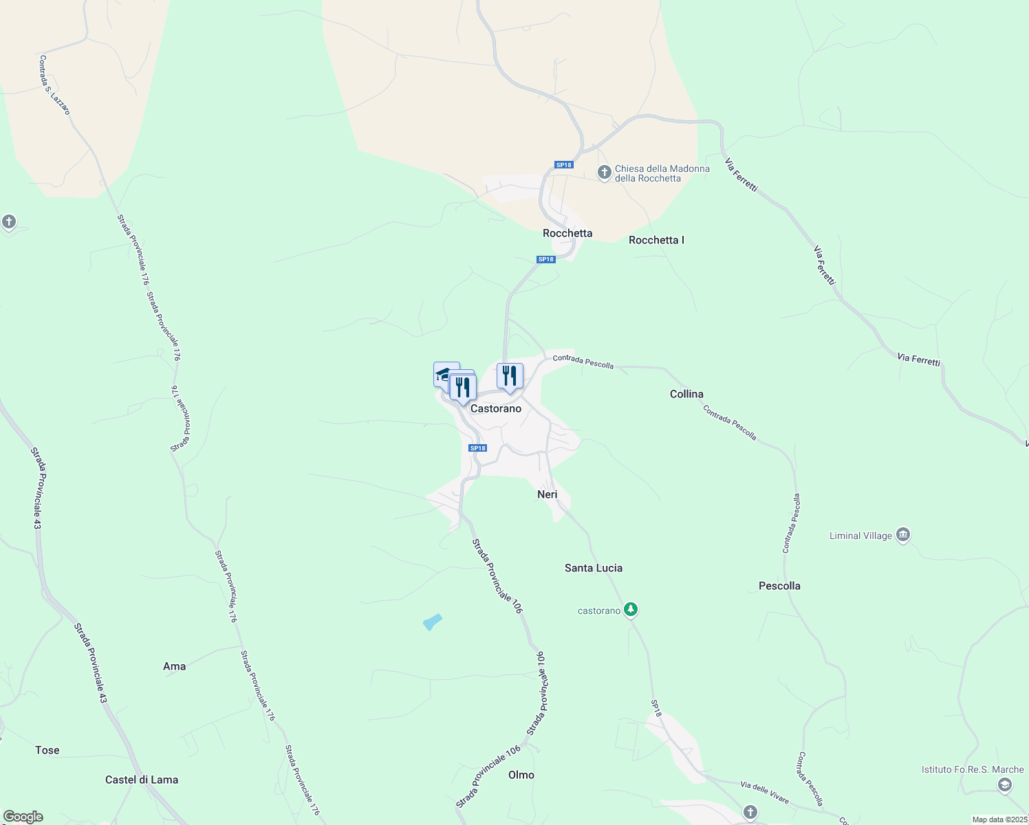 map of restaurants, bars, coffee shops, grocery stores, and more near in Castorano