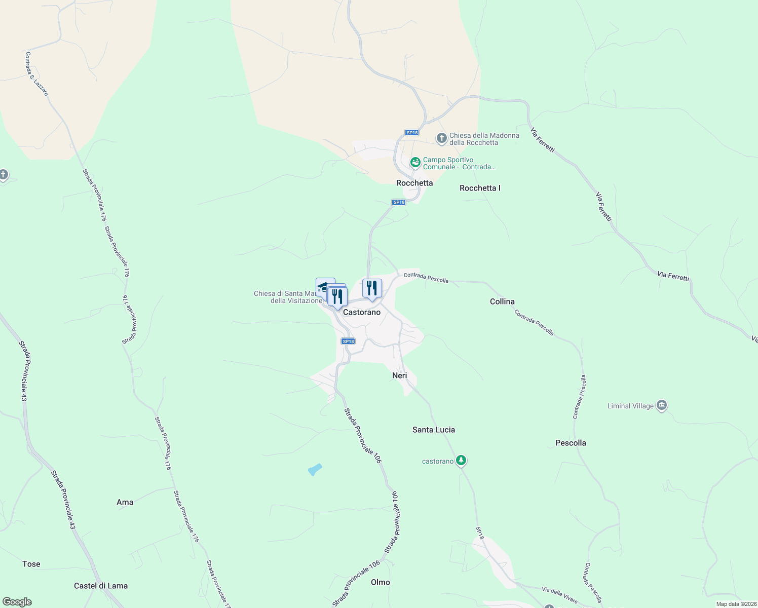 map of restaurants, bars, coffee shops, grocery stores, and more near in Castorano