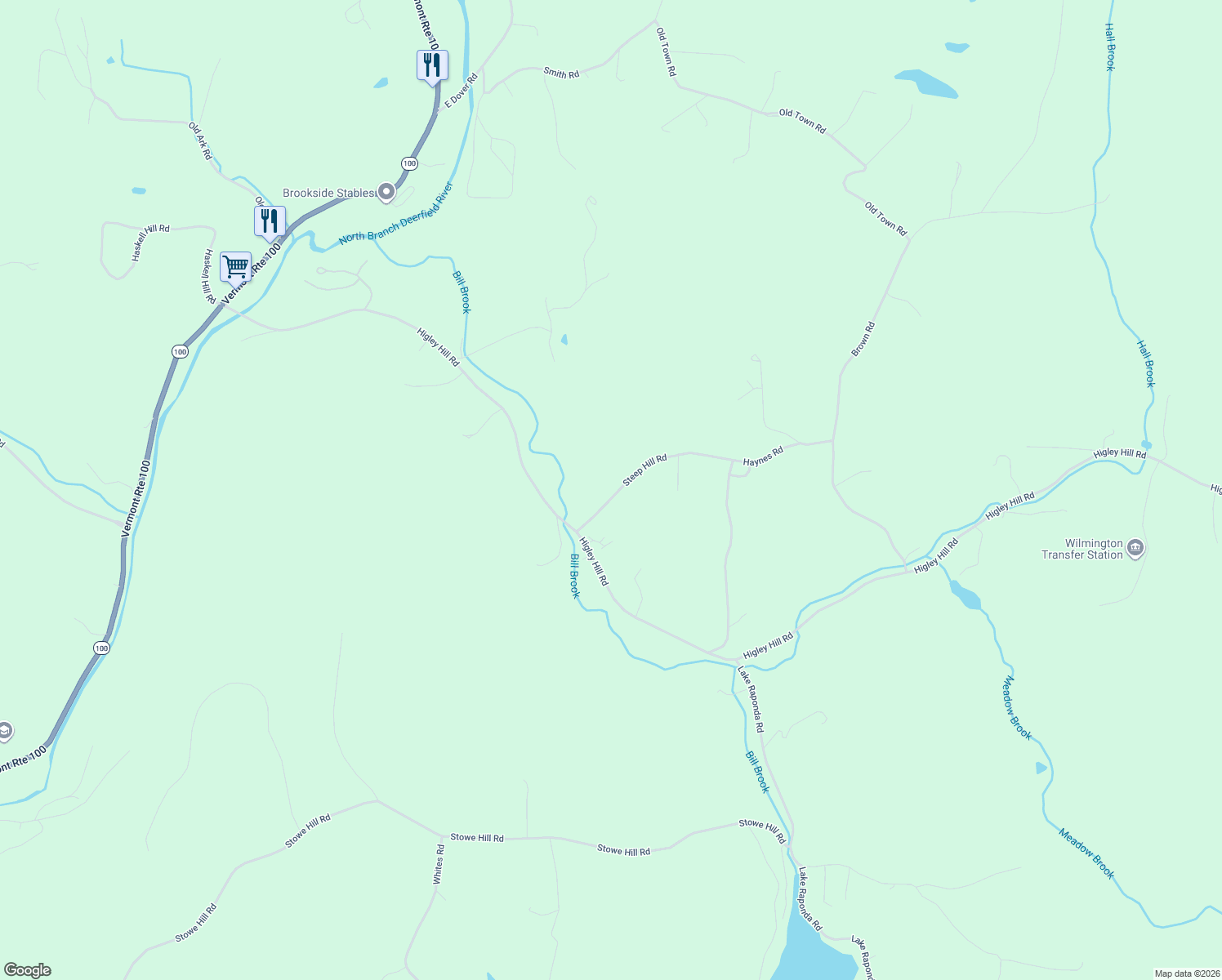 map of restaurants, bars, coffee shops, grocery stores, and more near 32 Steep Hill Road in Wilmington