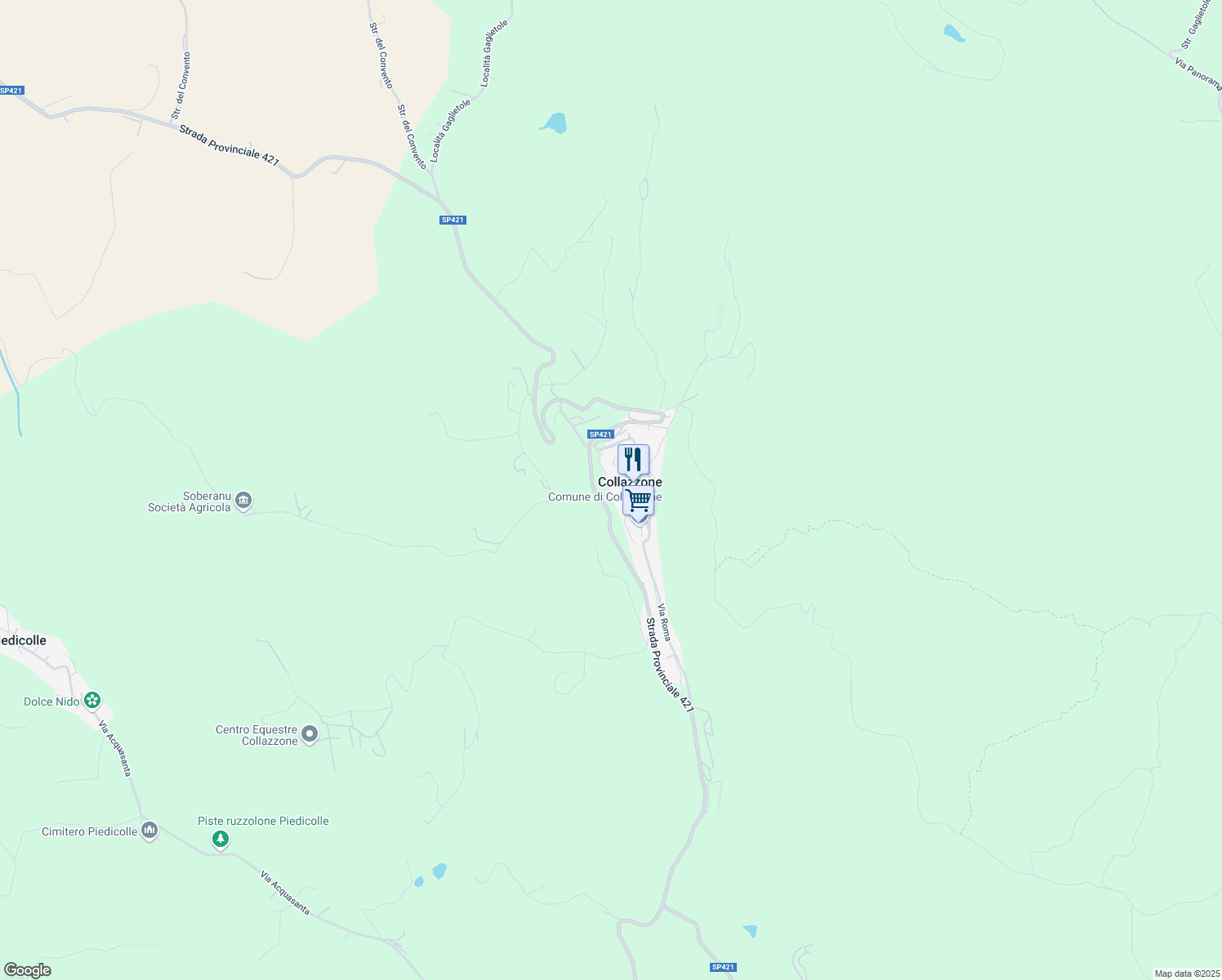 map of restaurants, bars, coffee shops, grocery stores, and more near 6 Via Sandro Pertini in Collazzone