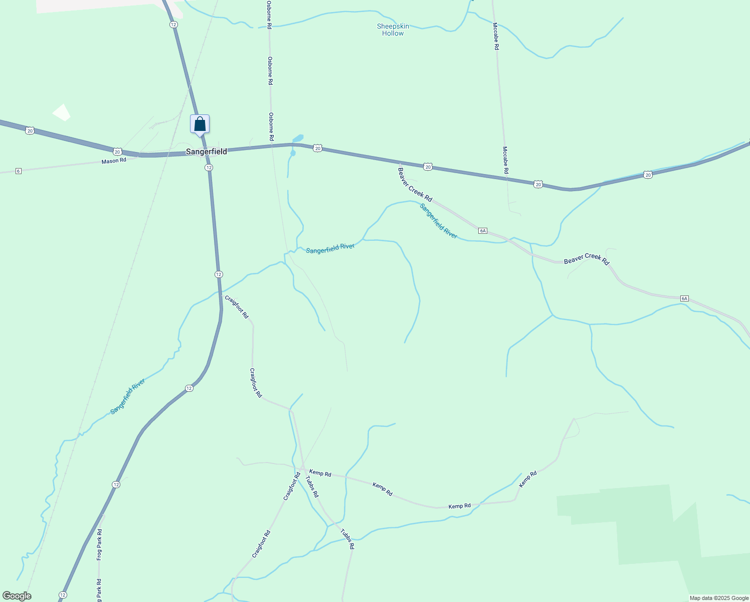 map of restaurants, bars, coffee shops, grocery stores, and more near in Sangerfield