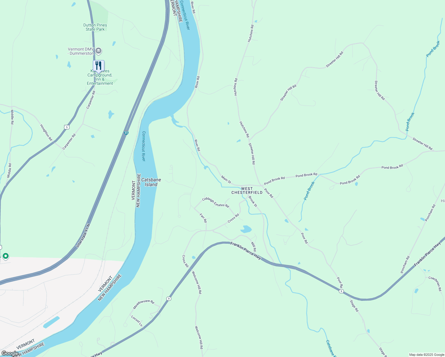map of restaurants, bars, coffee shops, grocery stores, and more near 73 Main Street in Chesterfield